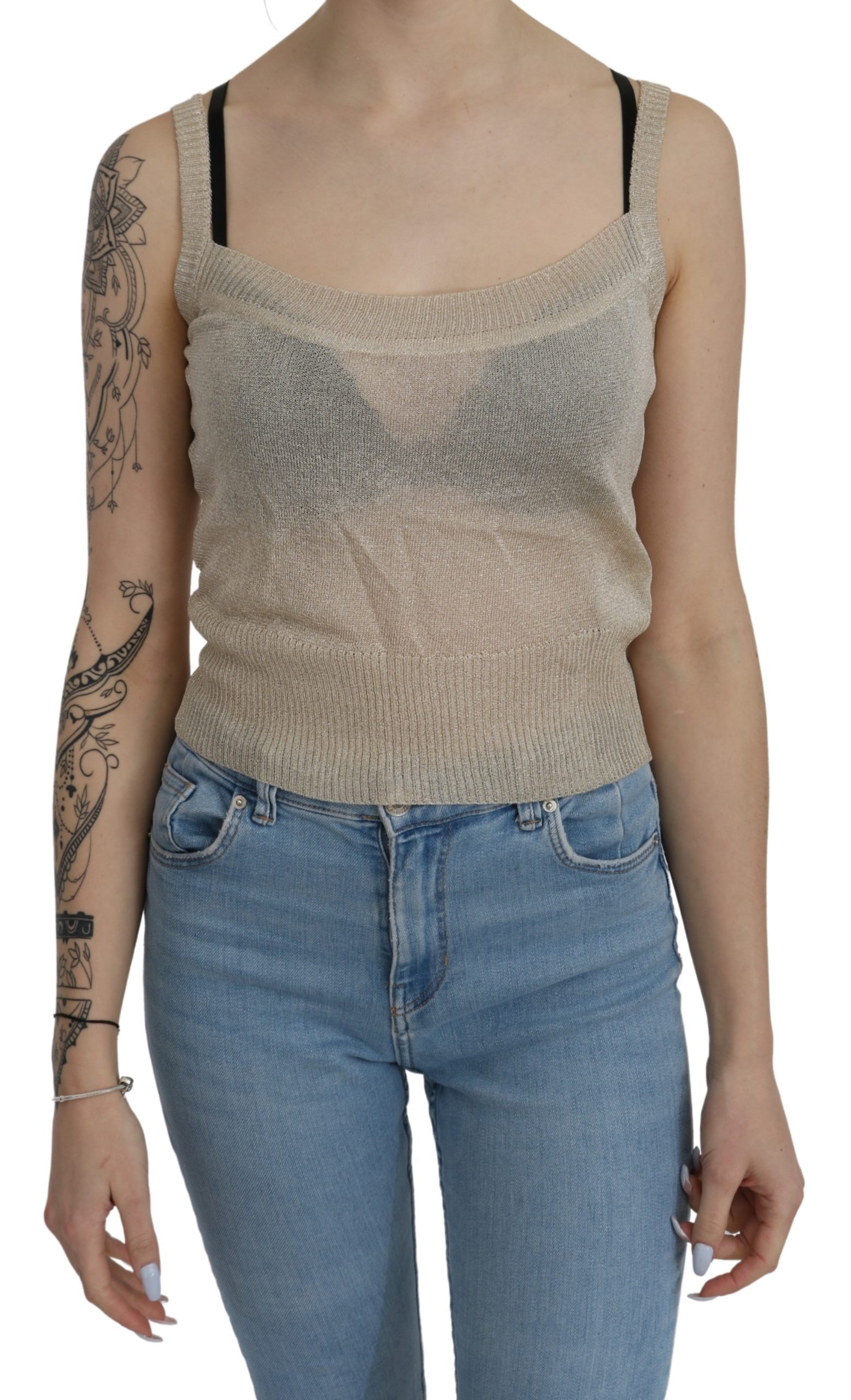 BYBLOS Women's Sleeveless Spaghetti Strap Top Beige TSH4383 - IT38|XS