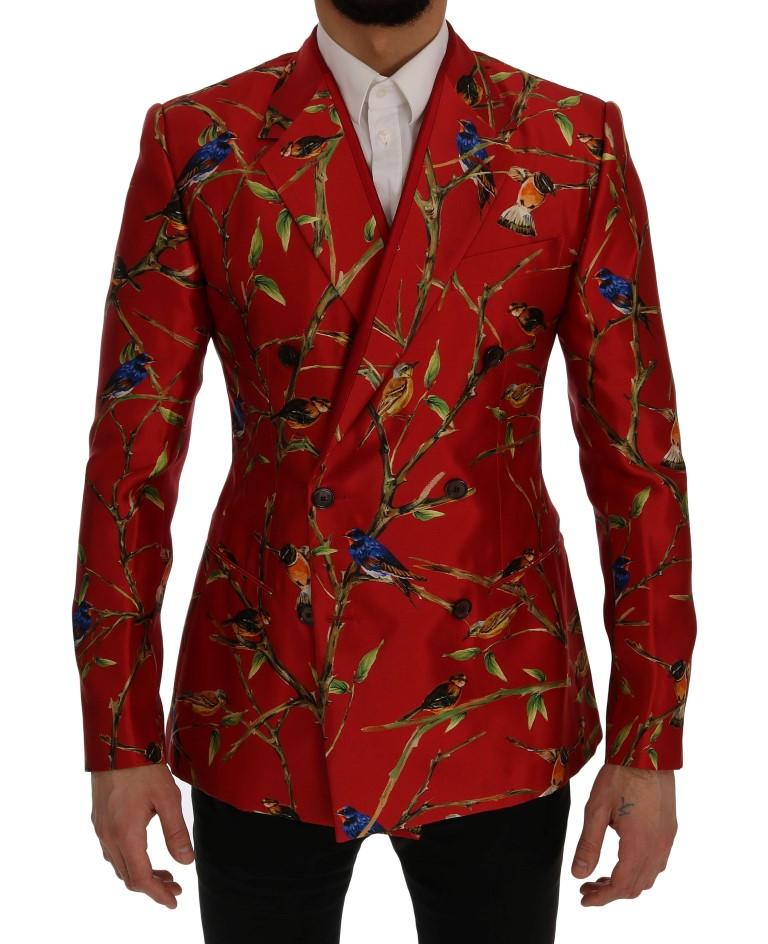 Dolce & Gabbana Men's Bird Print Silk Slim Fit Blazer Red SIG60254 - IT44 | XS
