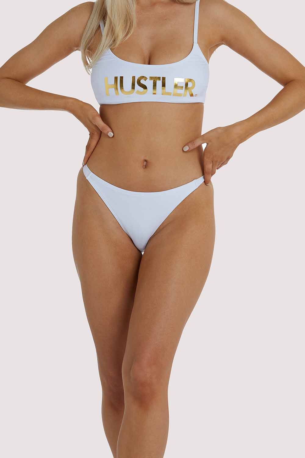 Hustler White Tanga Bikini Brief UK 10 / US 6