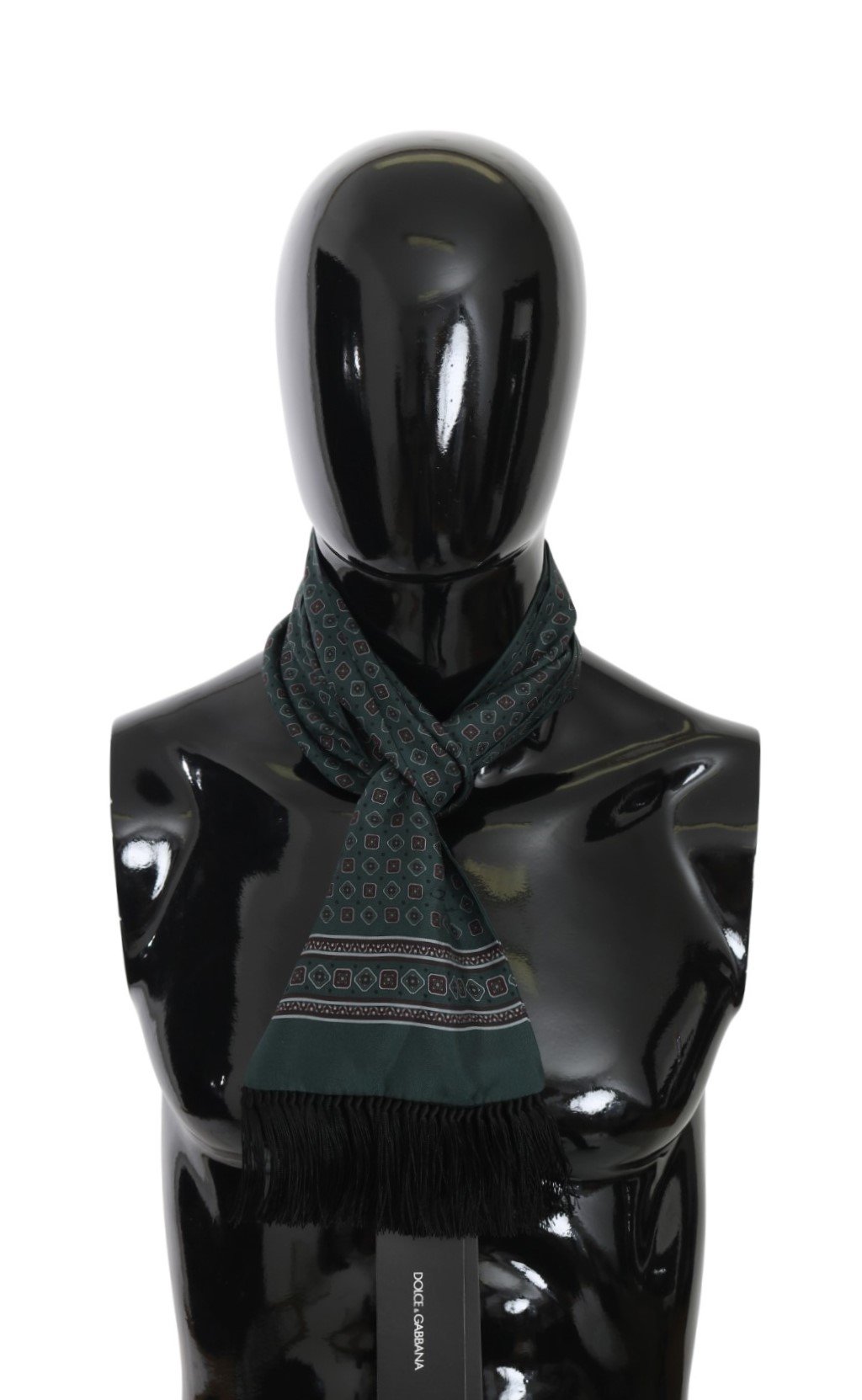Dolce & Gabbana Men's Baroque Fringe Wrap Silk Scarf Green MS5528