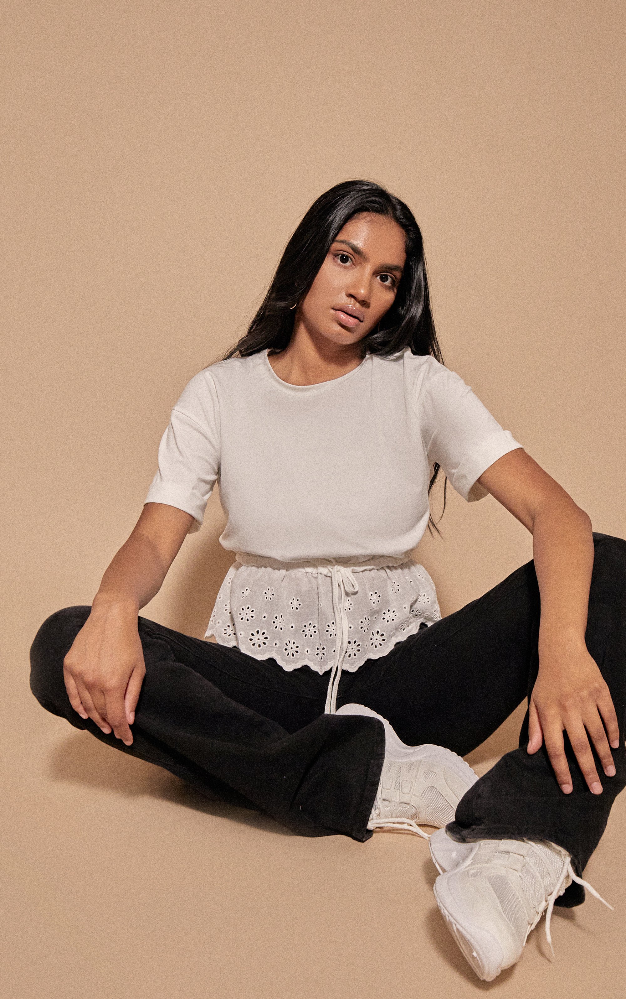 Cut Out Tie Crop Top - White / 8