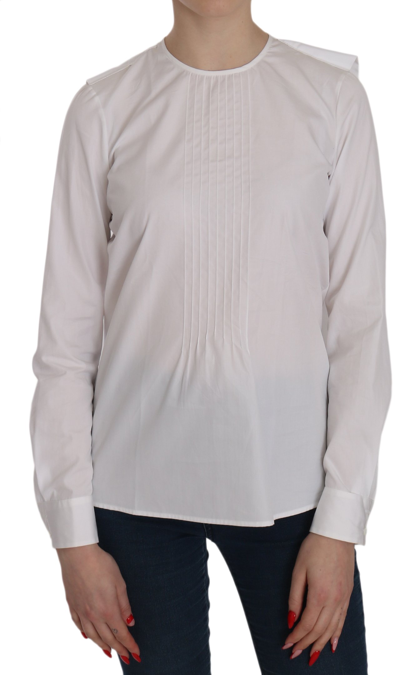 Dsquared² Women's Crew Neck LS Cotton Top White JKT521 - IT38|XS