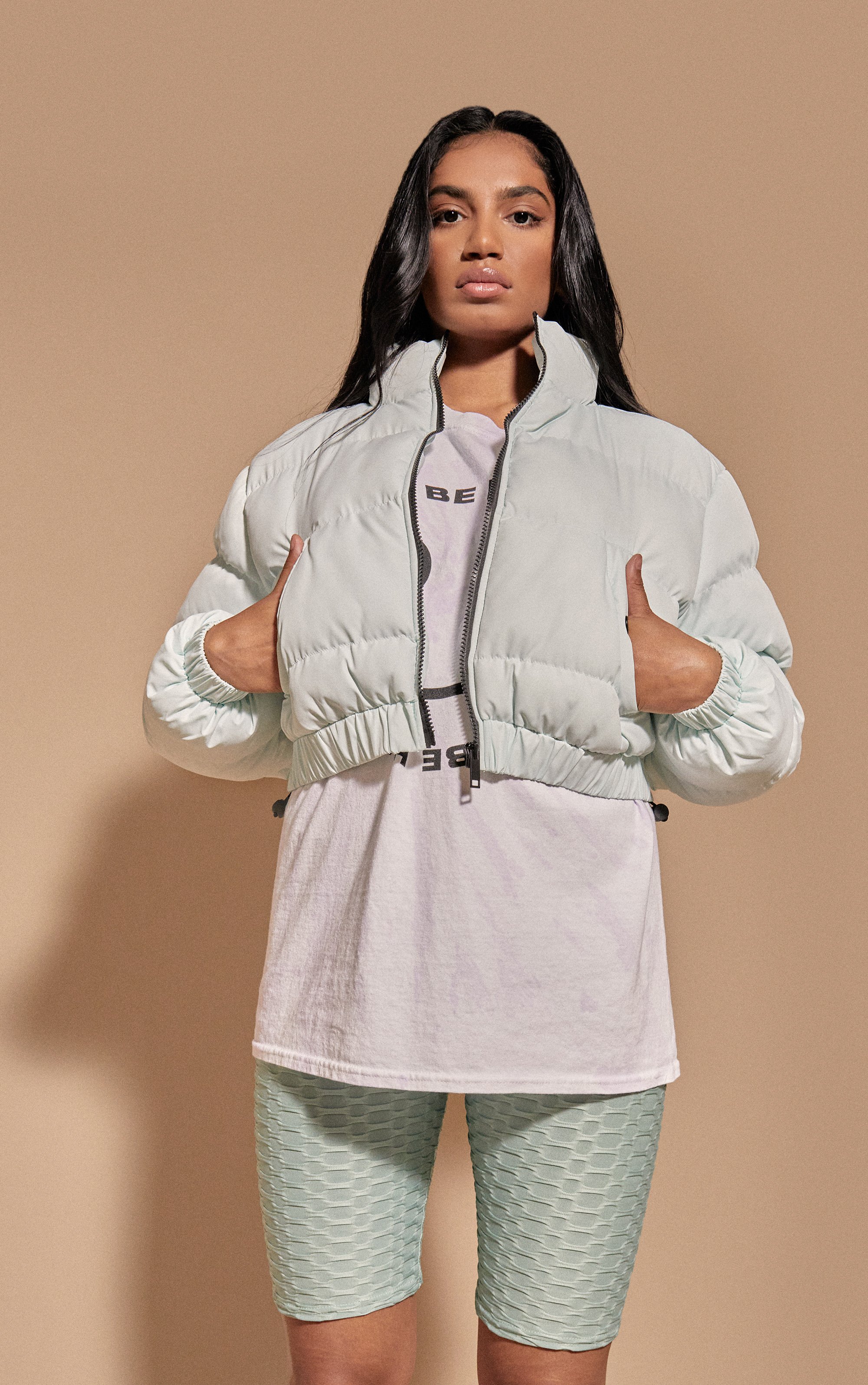 Crop Puffer Jacket - Mint / 8