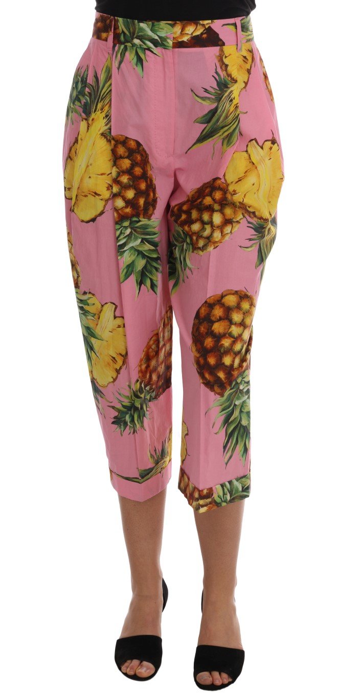 Dolce & Gabbana Women's Pineapple Print Cotton Capri Trouser Multicolor PAN60791 - IT42|M