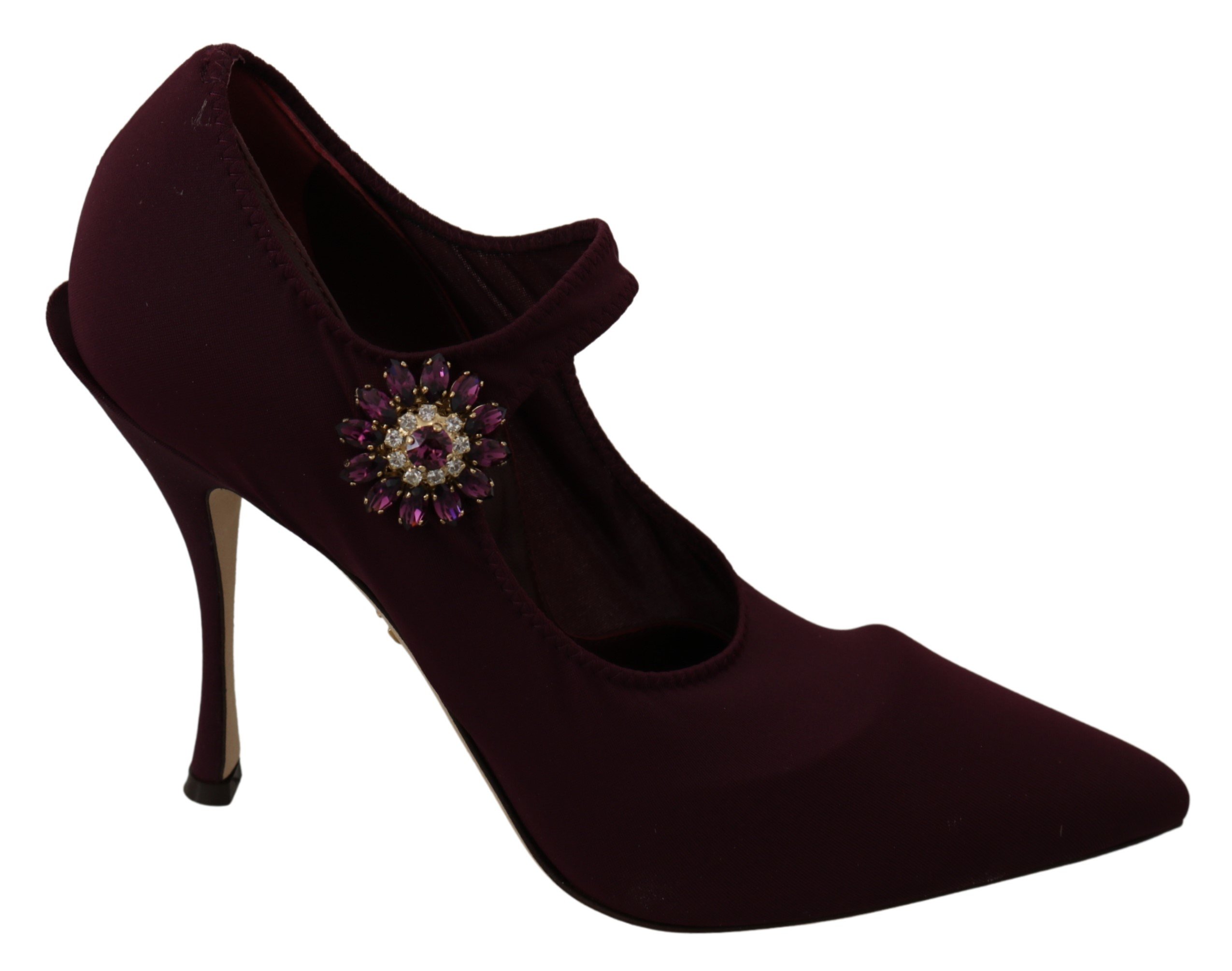 Dolce & Gabbana Women's Stretch Crystals Pumps Bordeaux LA7361 - EU38/US7.5
