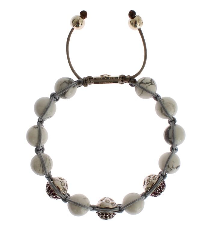 Nialaya Women's CZ Howlite Sterling 925 Bracelet White SIG19034 - S