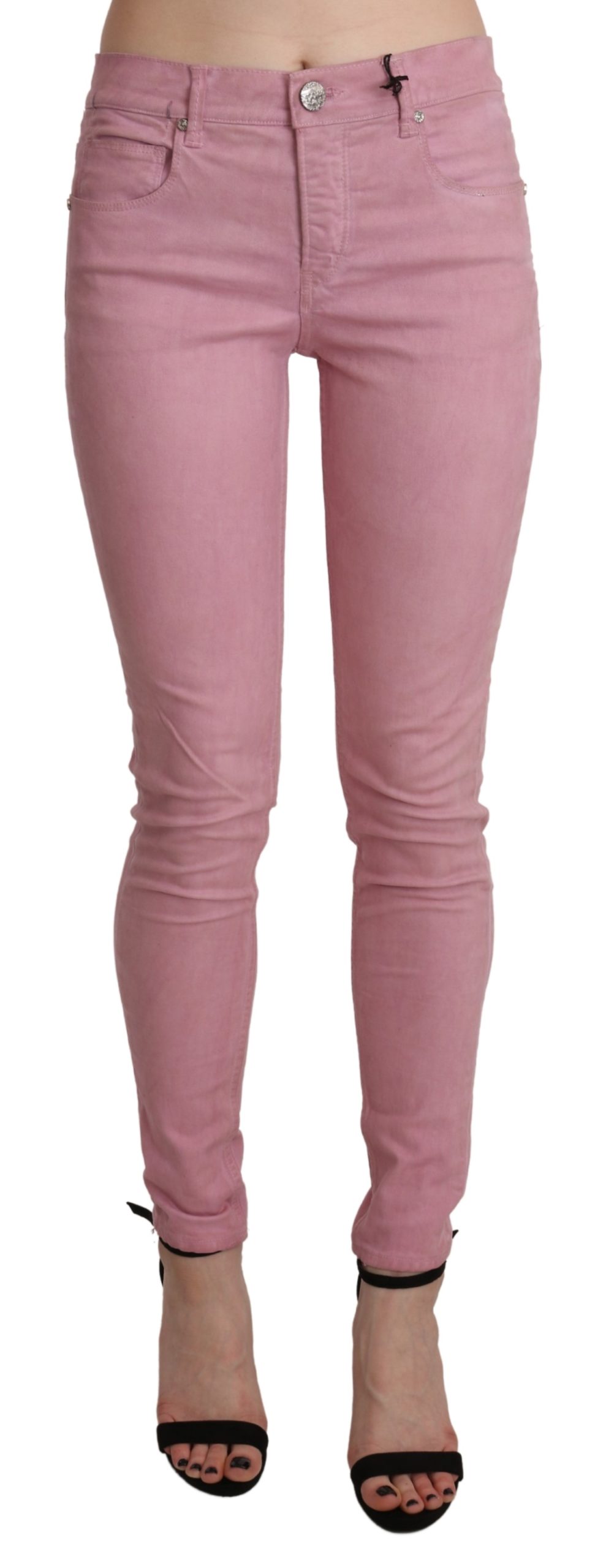 Pink Mid Waist Skinny Stretch Denim Pant - W26