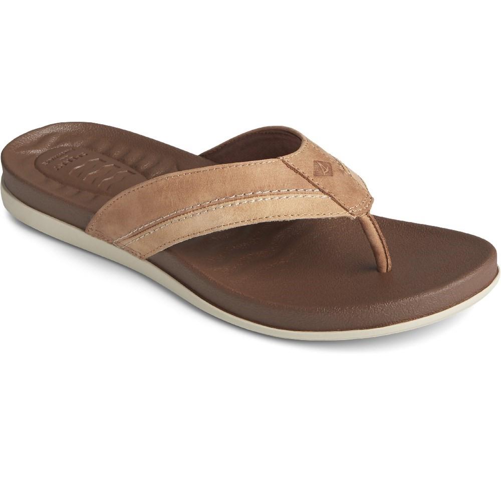 Sperry Men's PLUSHWAVE Toe Post Flip Flop Various Colours 32930 - Tan 9