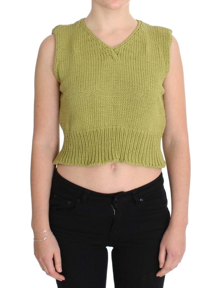 Pink Memories Women's Knitted Sleeveless Sweater Green SIG30249 - One Size