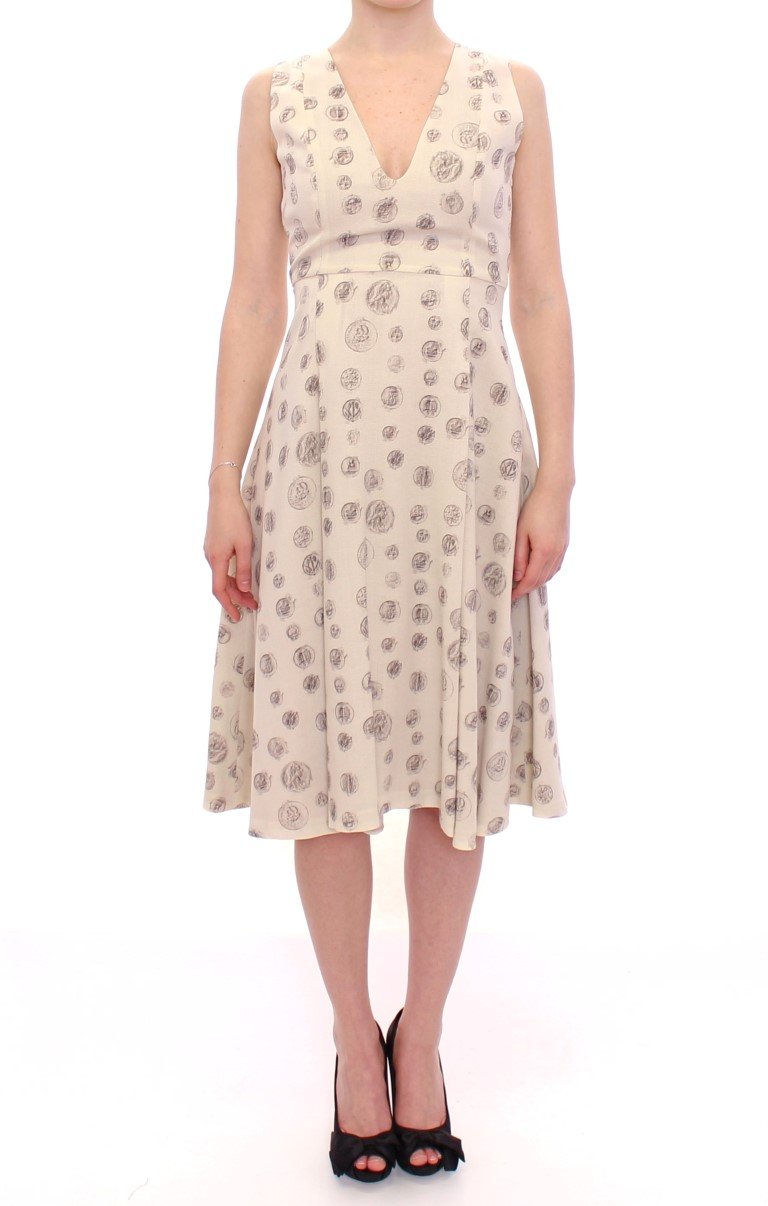 Andrea Incontri Women's Printed Shift V-neck Sheath Dress White MOM10154 - IT44|L