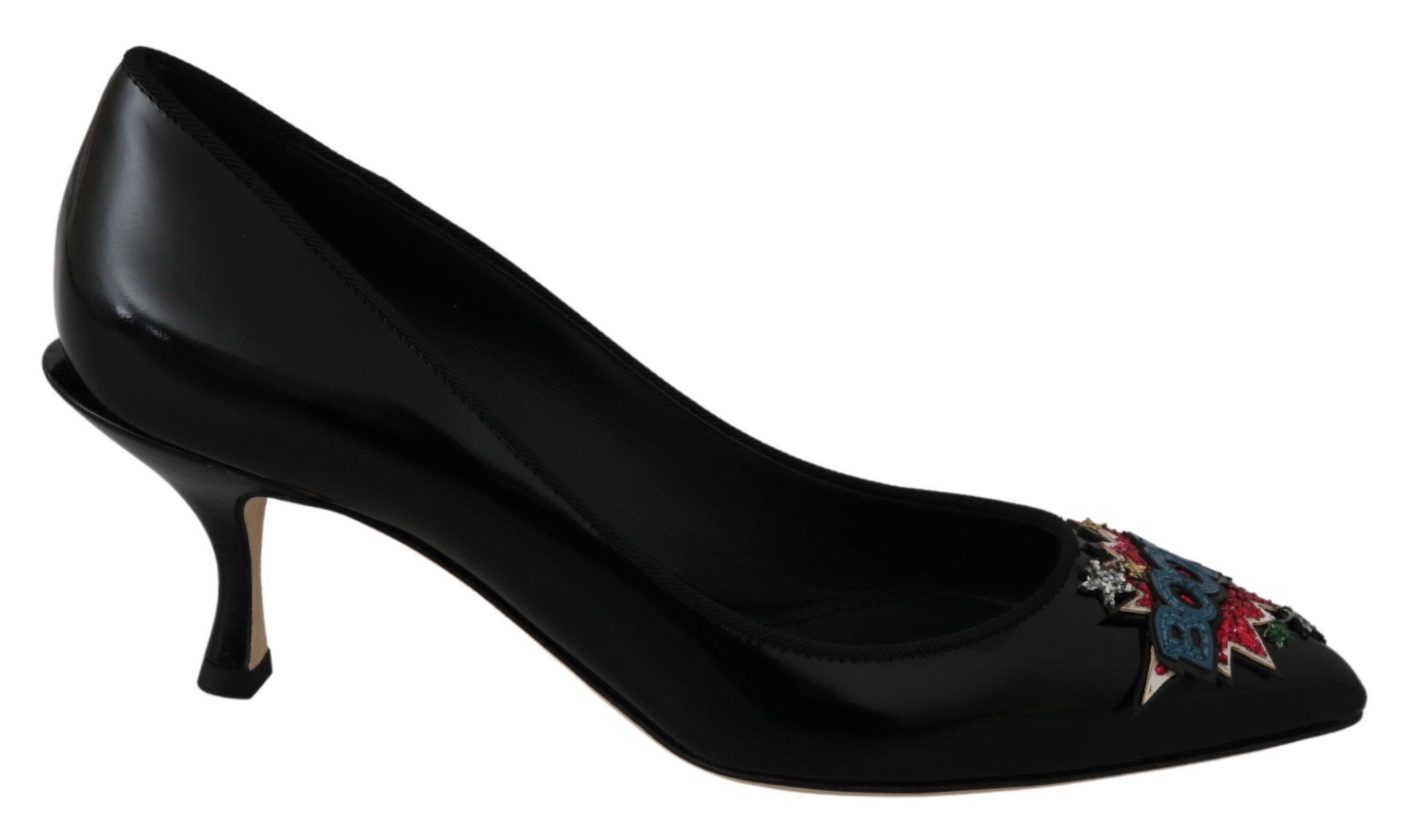 Black Leather BOOM Heels Pumps Shoes - EU35/US4.5