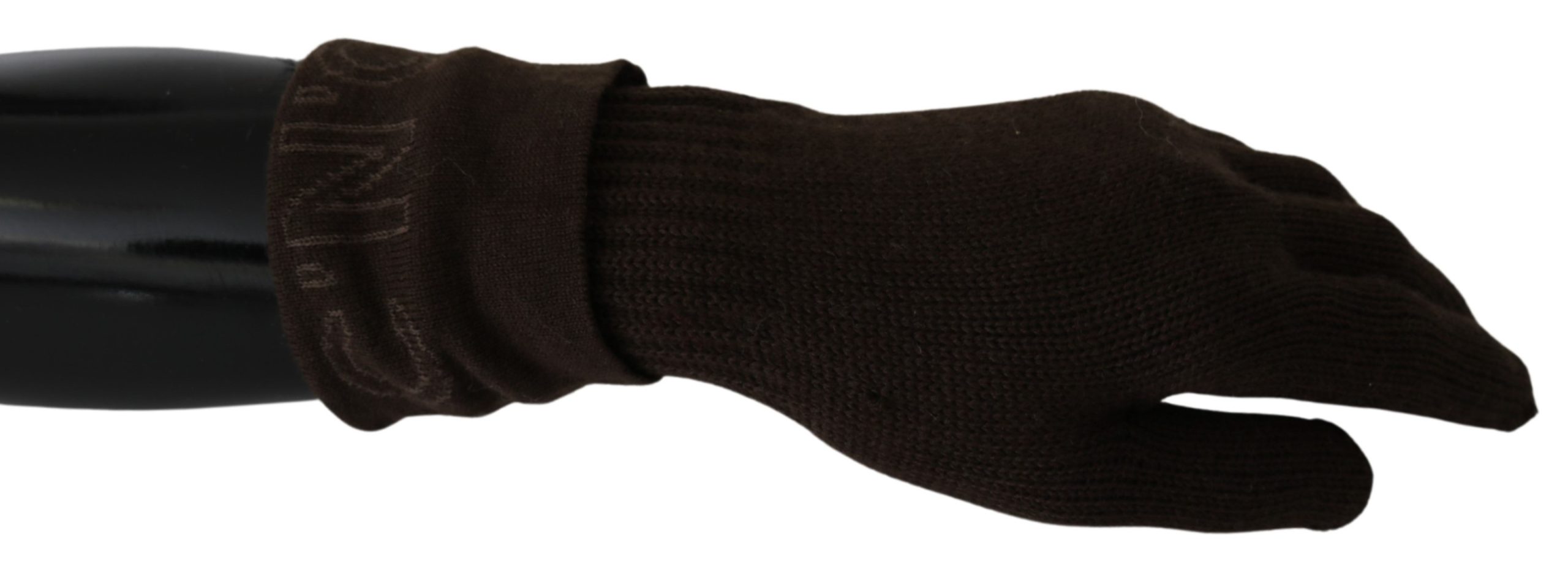 Costume National Women's Wool Knitted One Size Wrist Gloves Brown LB3012