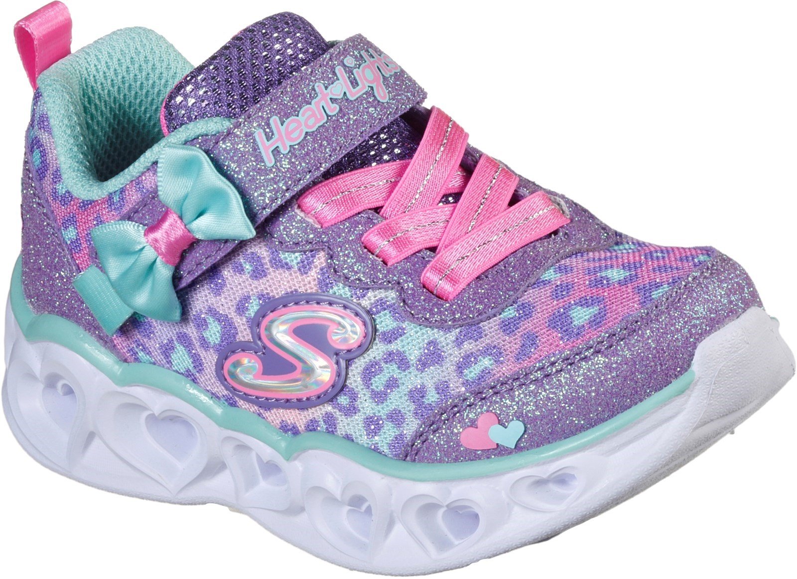 Skechers Kid's Heart Lights Touch Fastening Trainer Various Colours 31134 - Lavender/Aqua 10
