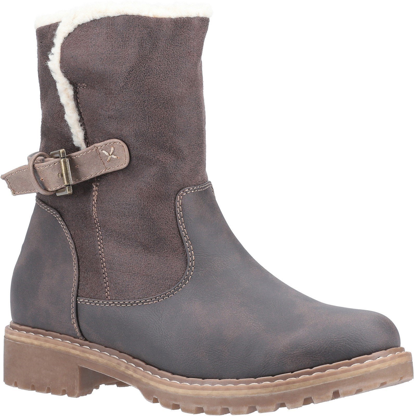 Divaz Women's Melanie Mid Buckle Boot Dark Brown 29324-49652 - Brown 3