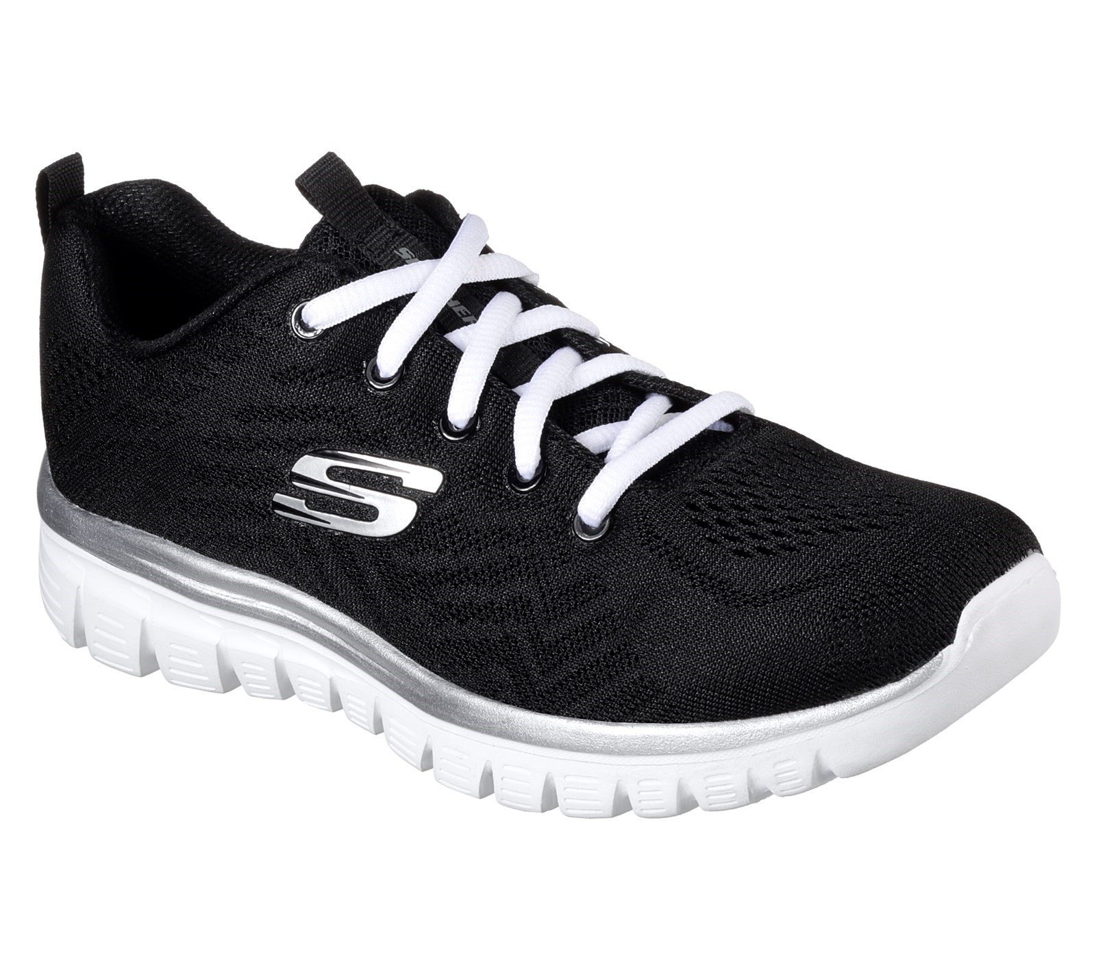 Skechers Women's Graceful Sports Trainer Various Colours 30706 - Black/White 3