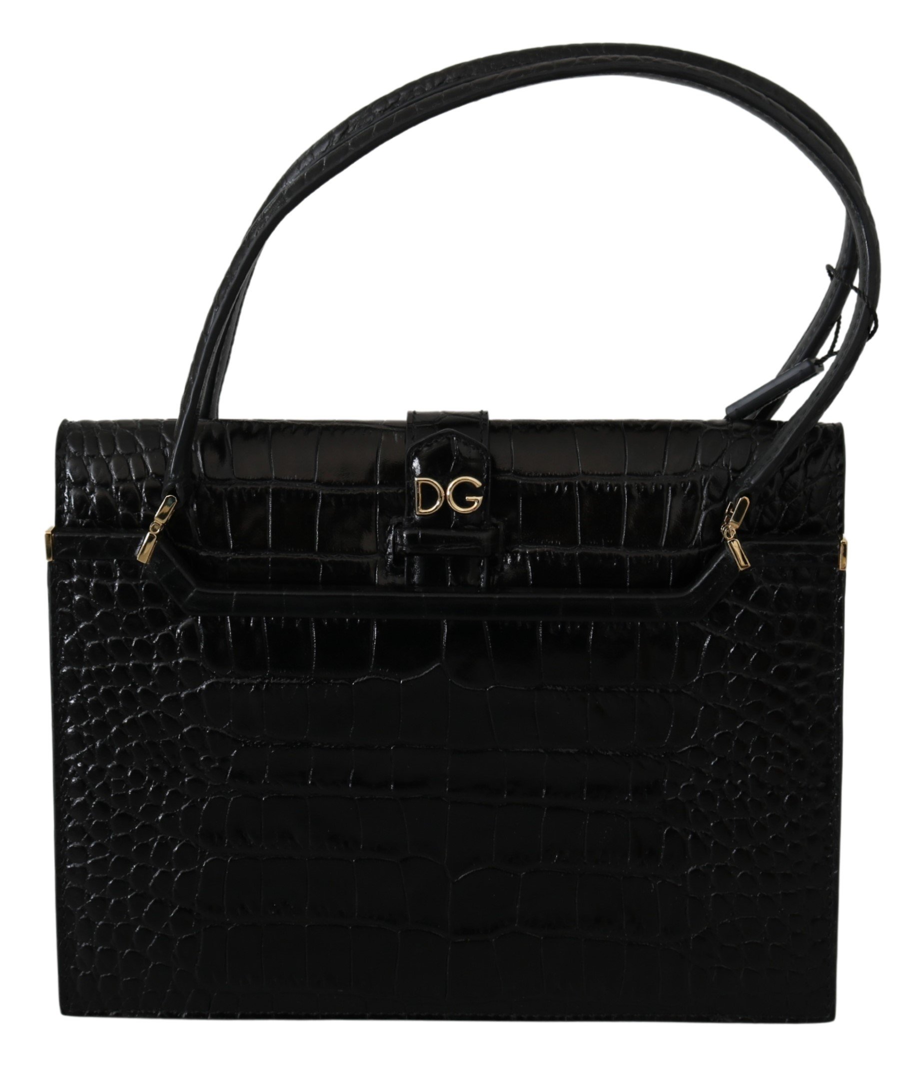 Dolce & Gabbana Women's Crocodile Print Leather Purse Black VAS9768