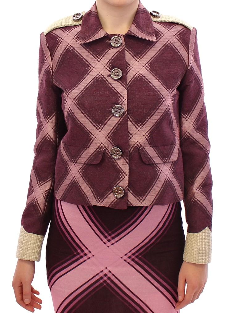 House of Holland Women's Checkered Blazer Purple GSS10685 - S
