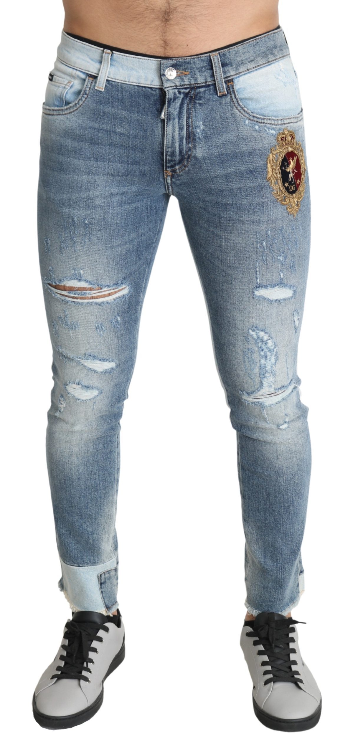 Cotton Stretch Blue Patchwork Trouser Jeans - IT46 | S