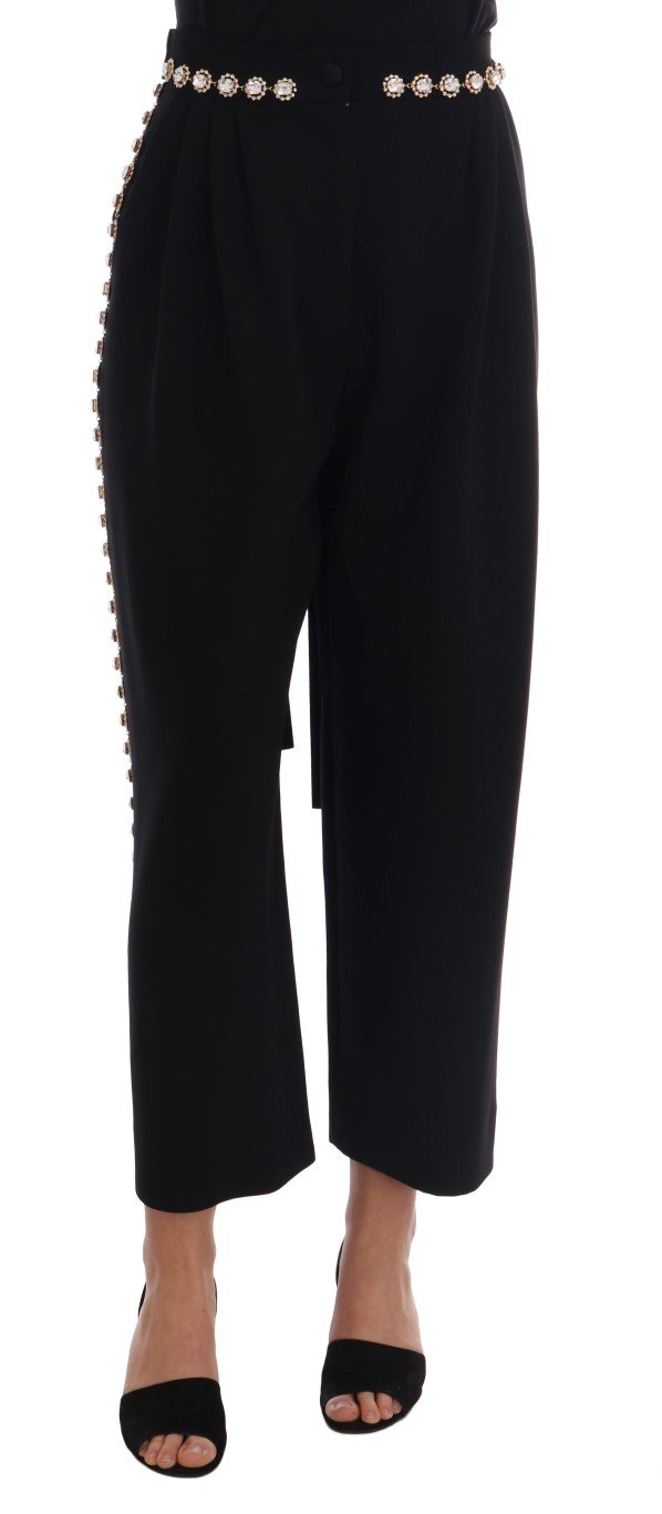Dolce & Gabbana Women's Wool Stretch Crystal Trouser Black PAN60786 - IT38|XS