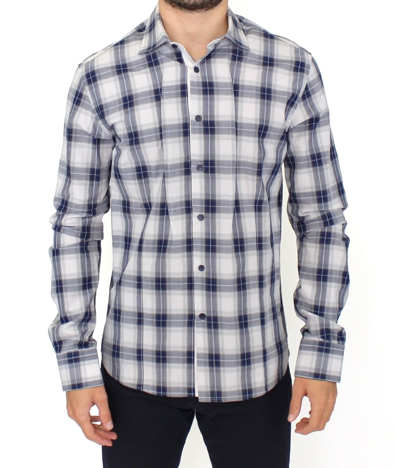 Ermanno Scervino Men's Checkered Shirt Blue SIG10119 - IT50 | L
