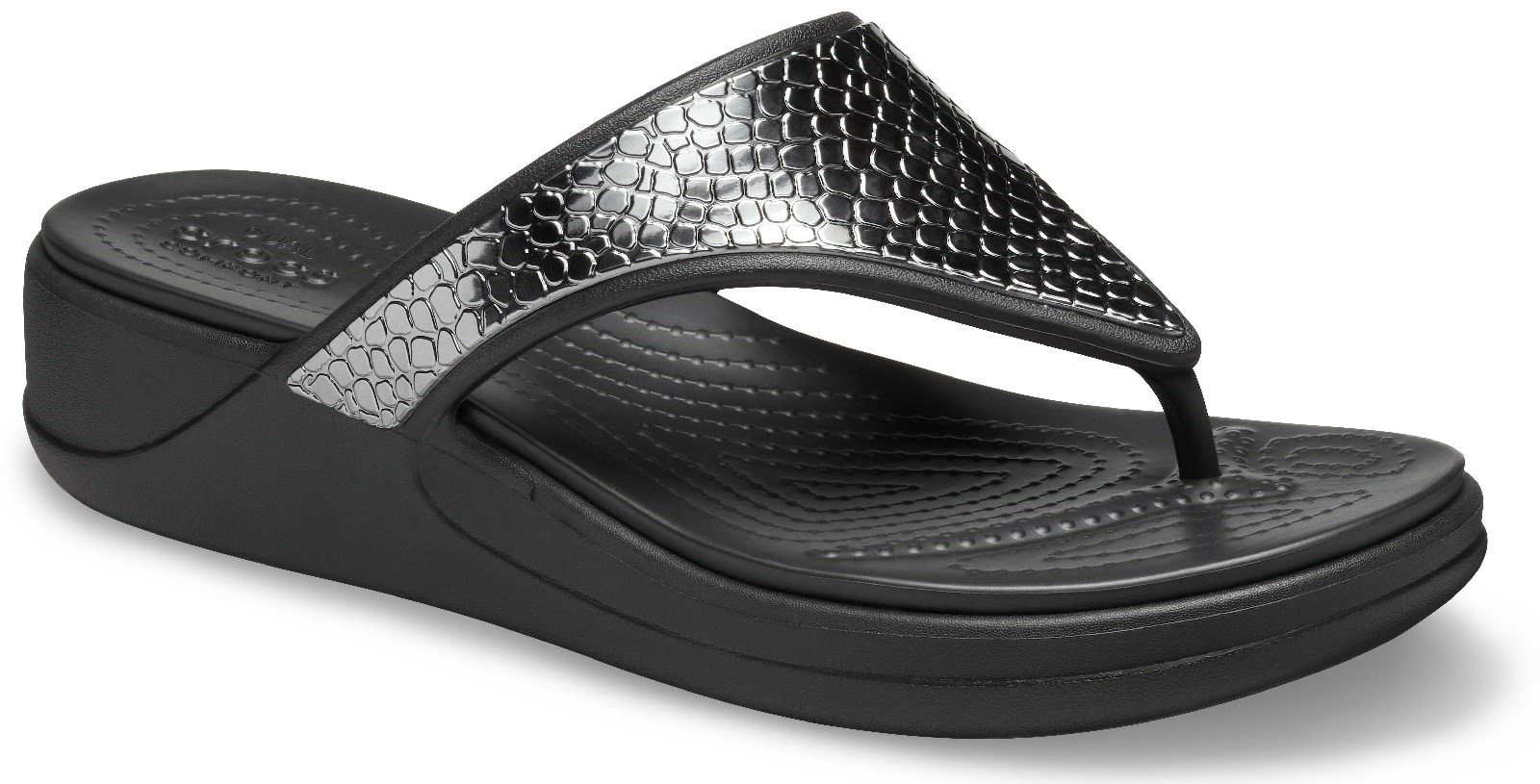 Crocs Women's Monterey Metallic Wedge Flip Flop Multicolor 30614 - Charcoal/Black 4