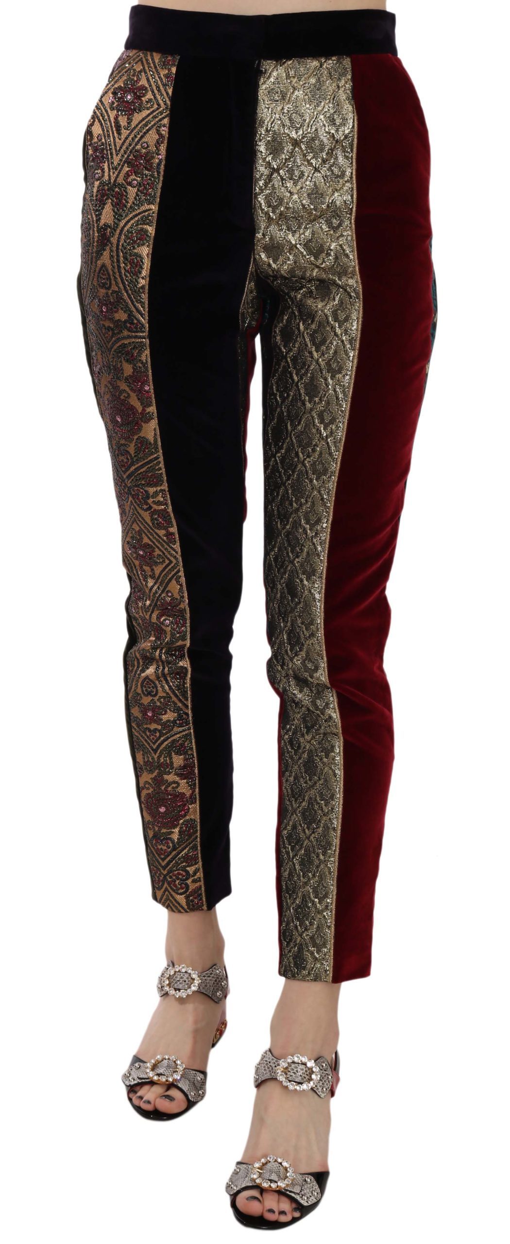 Dolce & Gabbana Women's Jacquard Cropped Tapered Trouser Multicolor PAN70040 - IT36|XXS