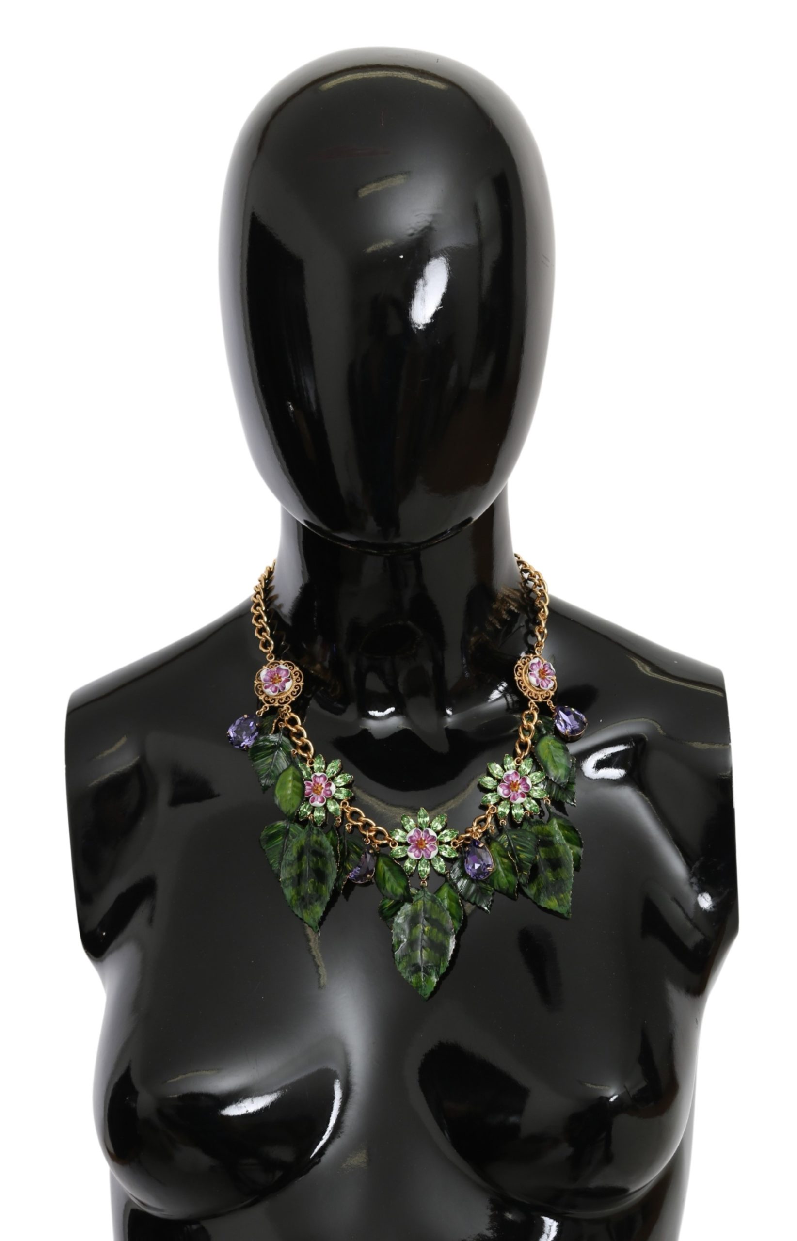 Dolce & Gabbana Women's Leaves Brass Crystal Necklace Gold SMY10075