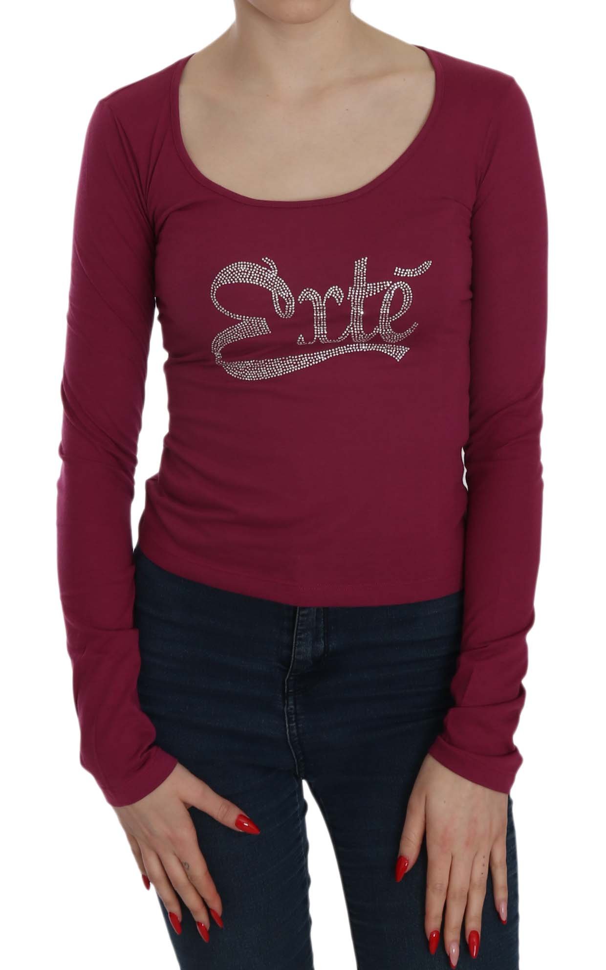 Exte Women's Embellished LS Casual Top Red TSH3911 - IT38|XS