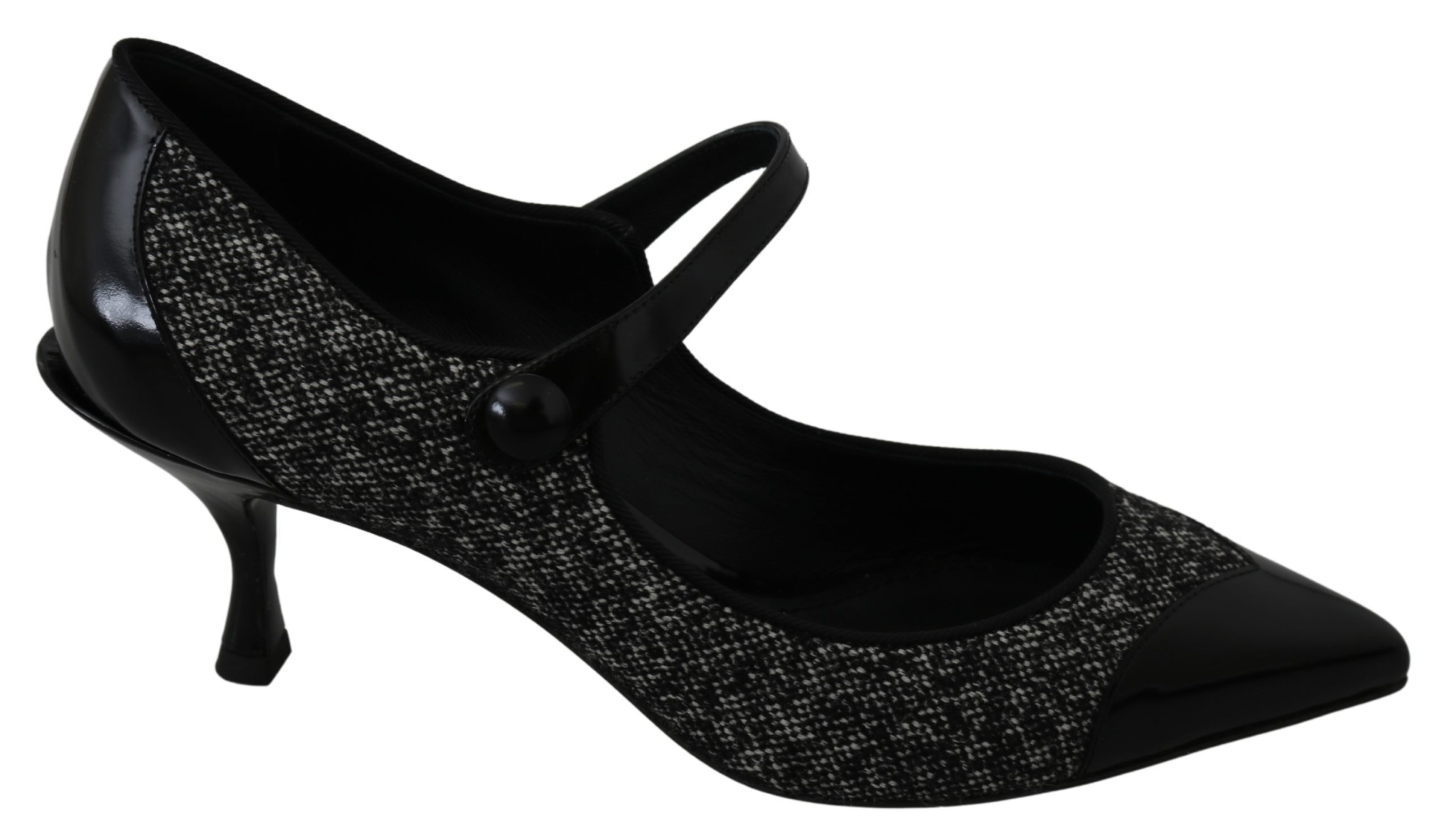Dolce & Gabbana Women's Mary Janes Boucle Leather Pumps Black LA7248 - EU39/US8.5