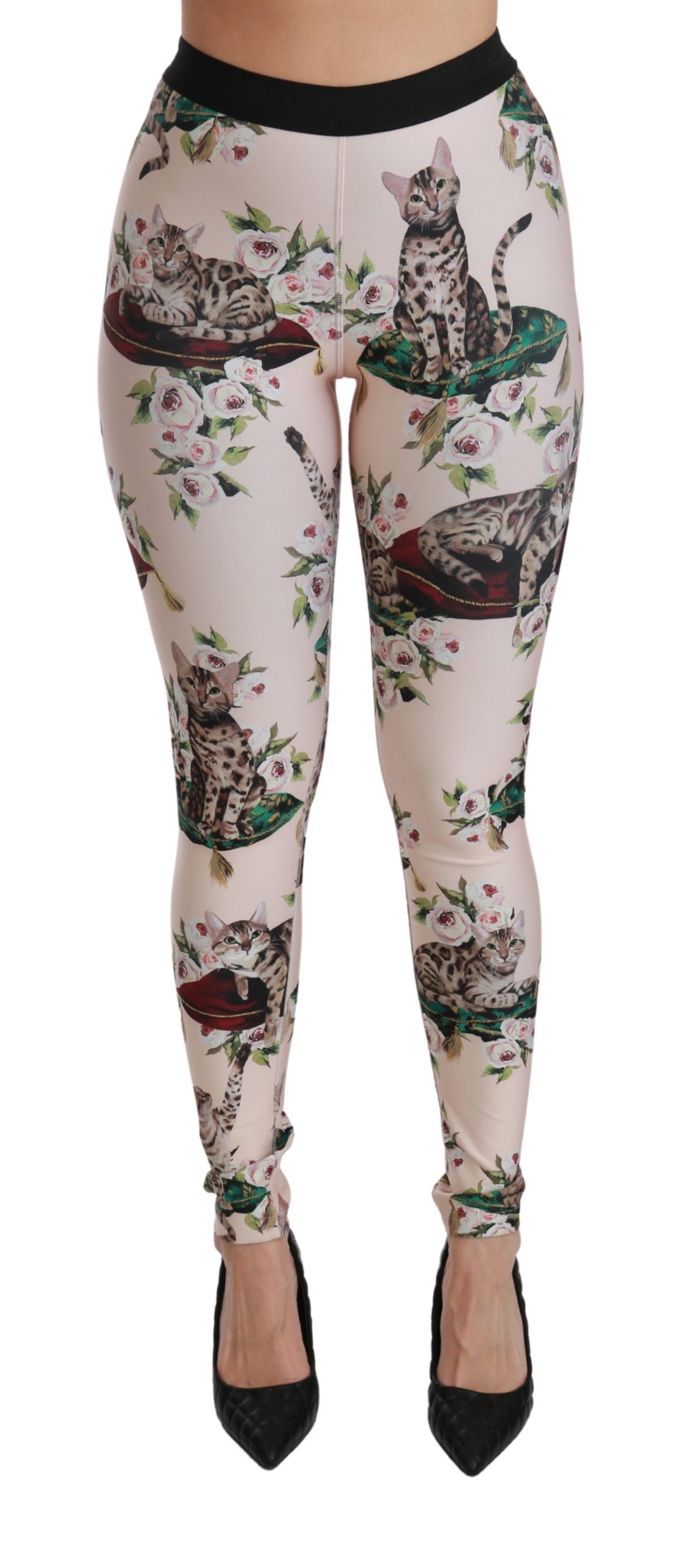 Dolce & Gabbana Women's Floral Bengal Cat Leggings Trouser Multicolor PAN70812 - IT36 | XS
