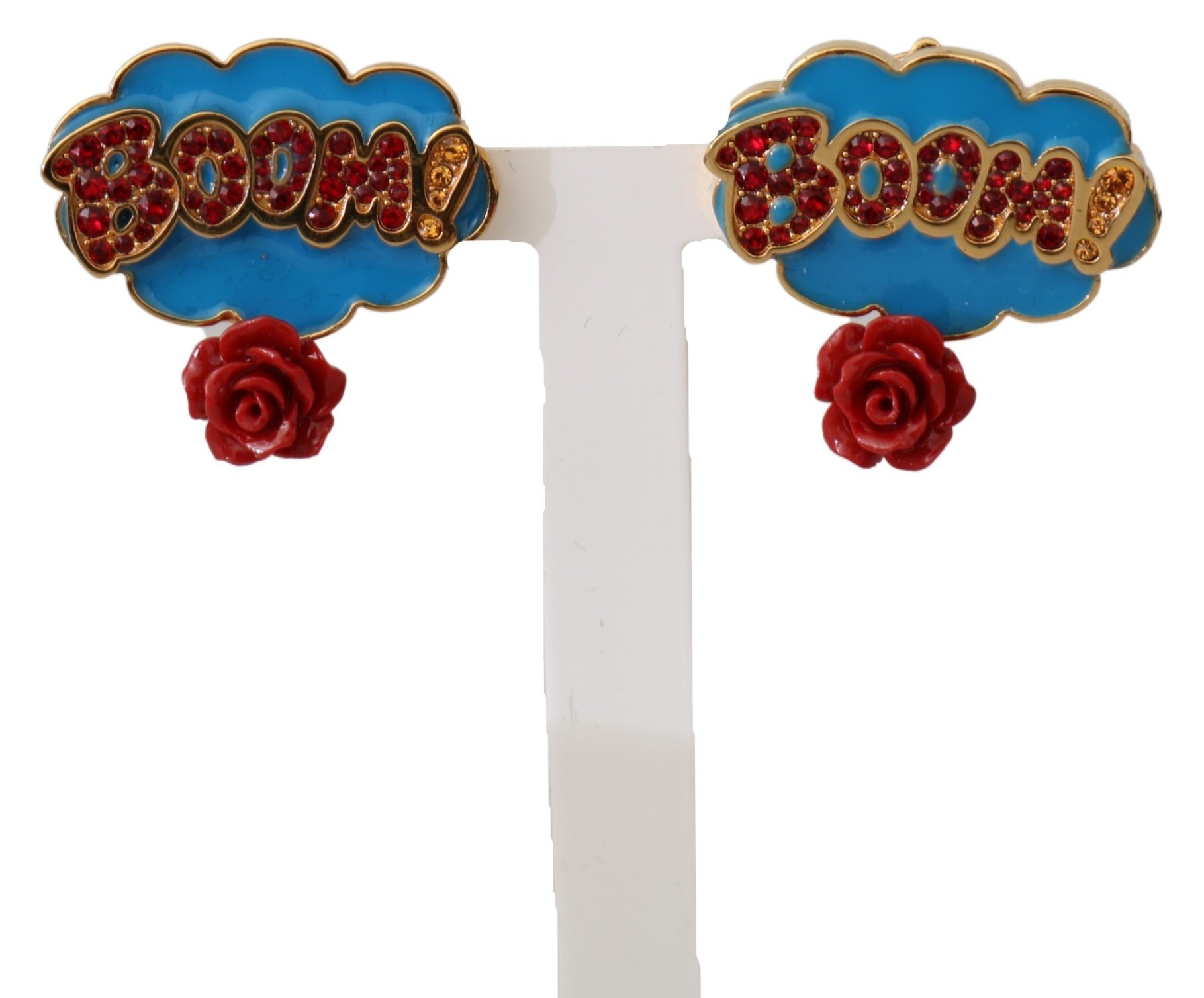 Dolce & Gabbana Women's Brass Rose Crystal Clip-On Earrings Blue SMY7158