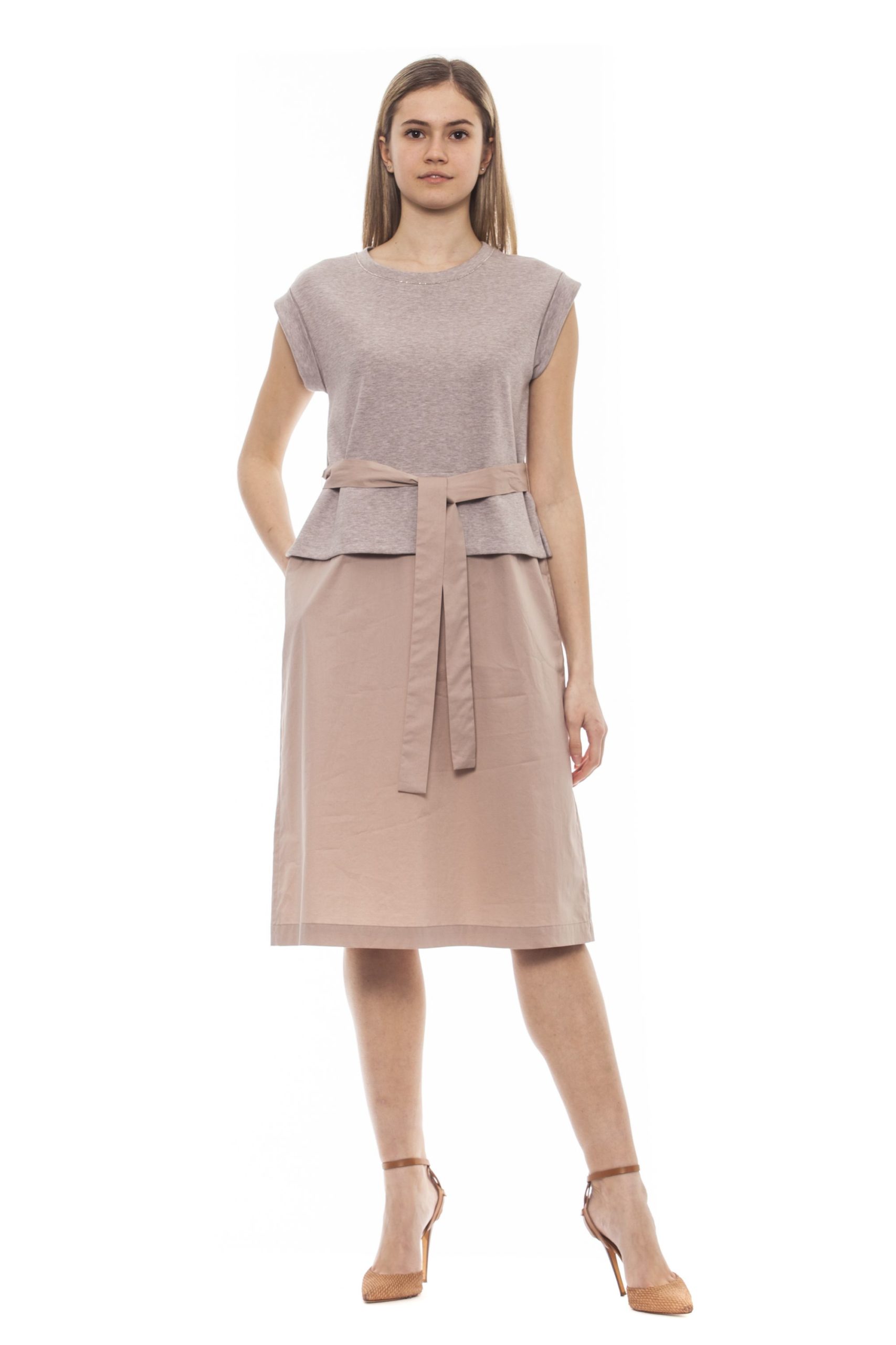 Peserico Women's Bianco Dress Beige PE1383220 - IT42 | S