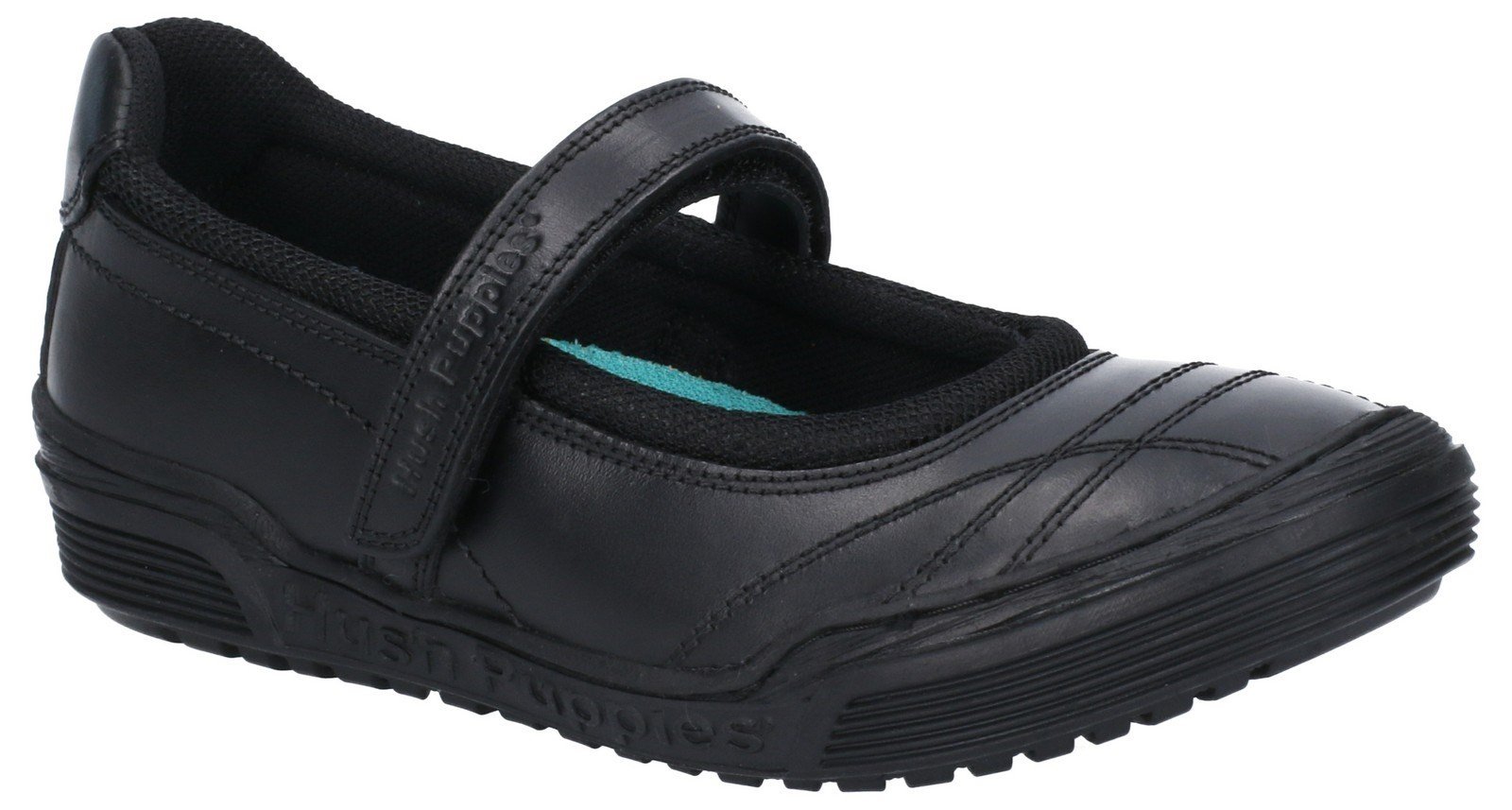 Hush Puppies Kid's Amelia Jnr Touch Fastening School Shoe Black 28975 - Black 10 UK
