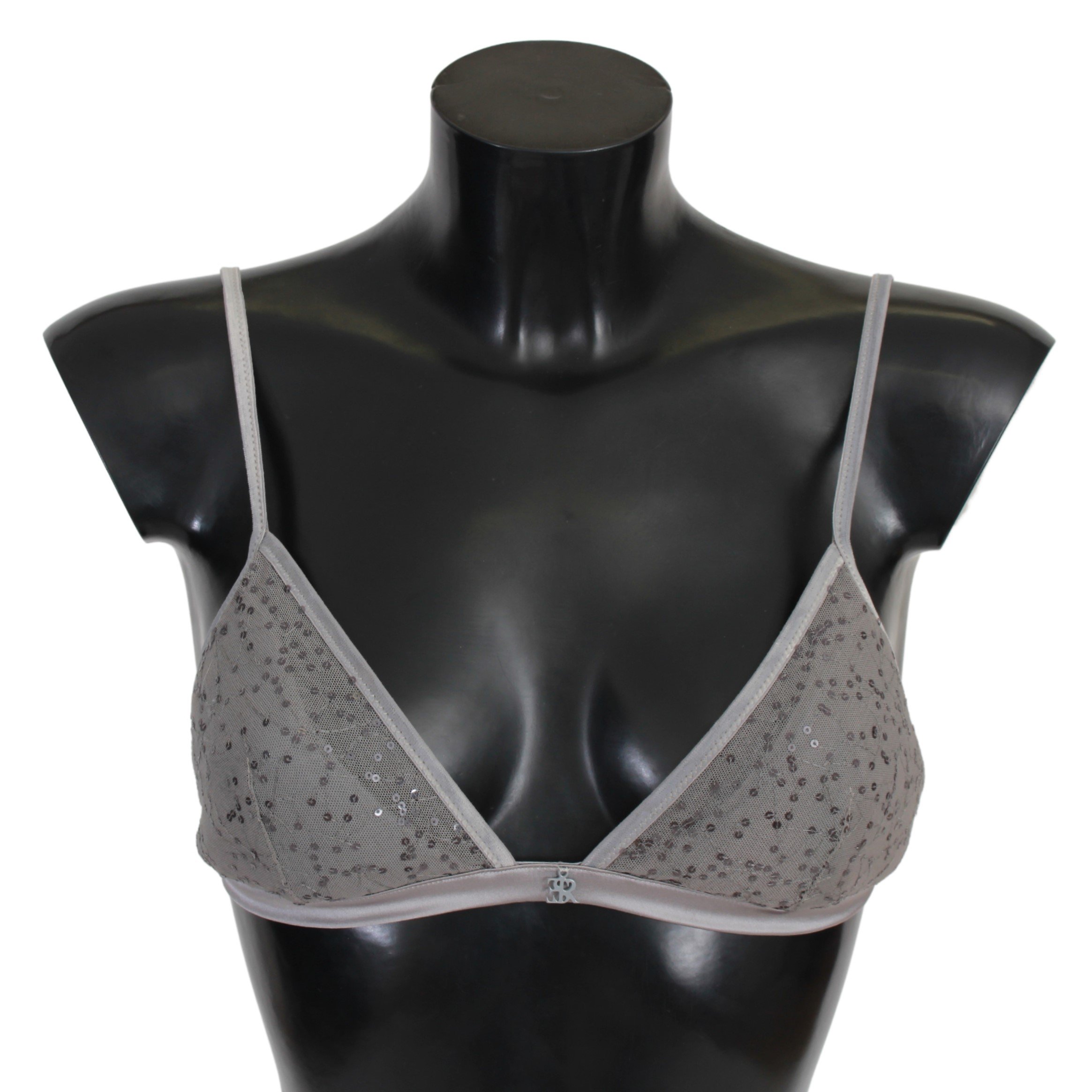 Ermanno Scervino Women's Nylon Sequined Triangolo Bra Gray BIK776 - IT2 | S