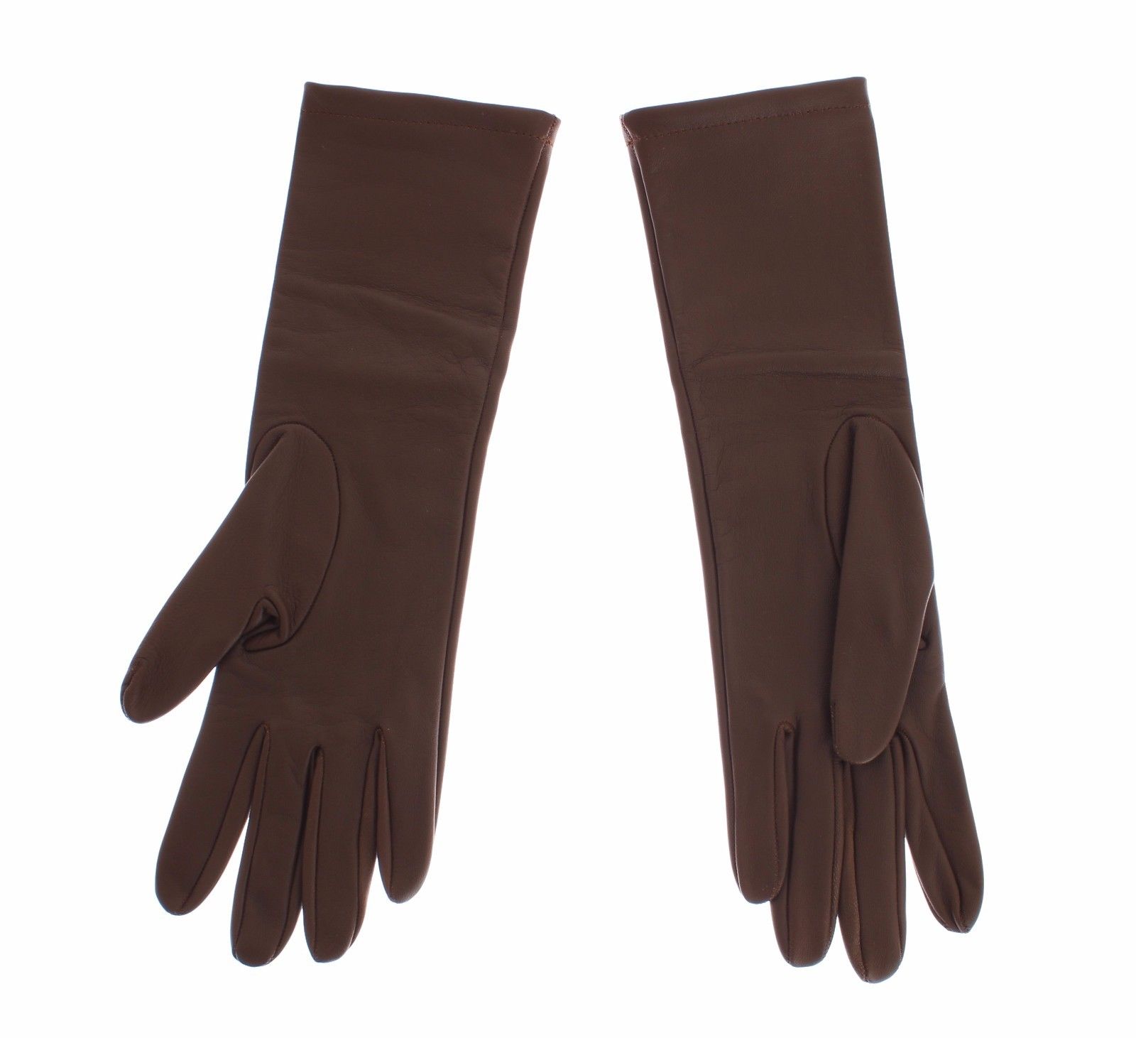 Dolce & Gabbana Women's Leather Wrist Slim Gloves Brown SIG13112 - S