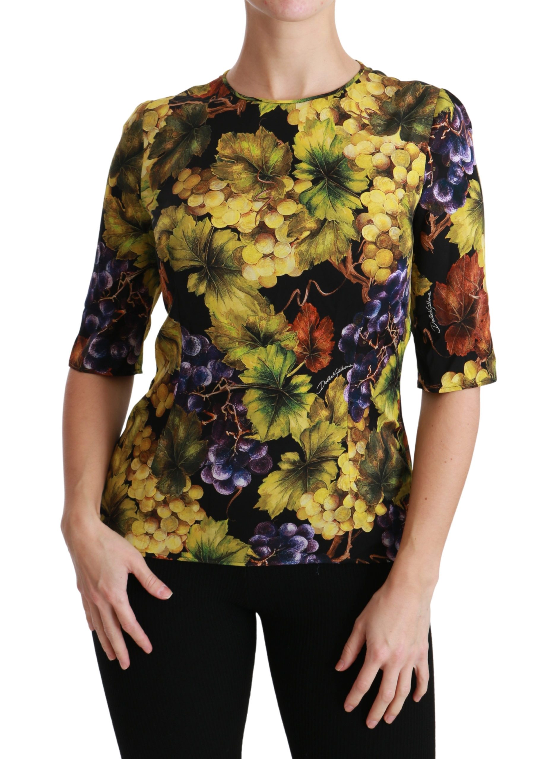 Dolce & Gabbana Women's Grape Floral Stretch Top Black TSH4475 - IT38 | S