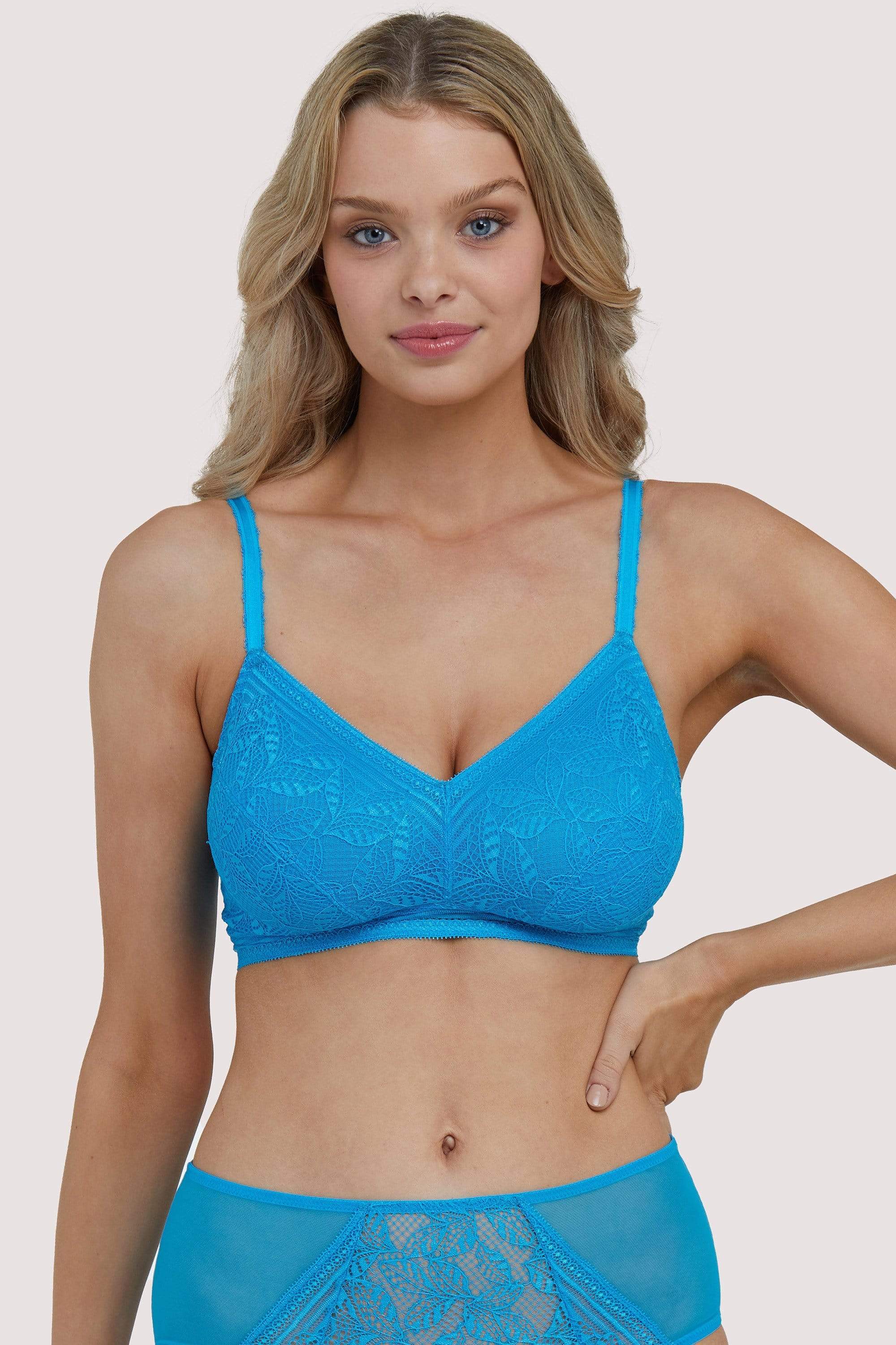 Deja Day Emma Sky Blue Lace Wireless Bra 30D
