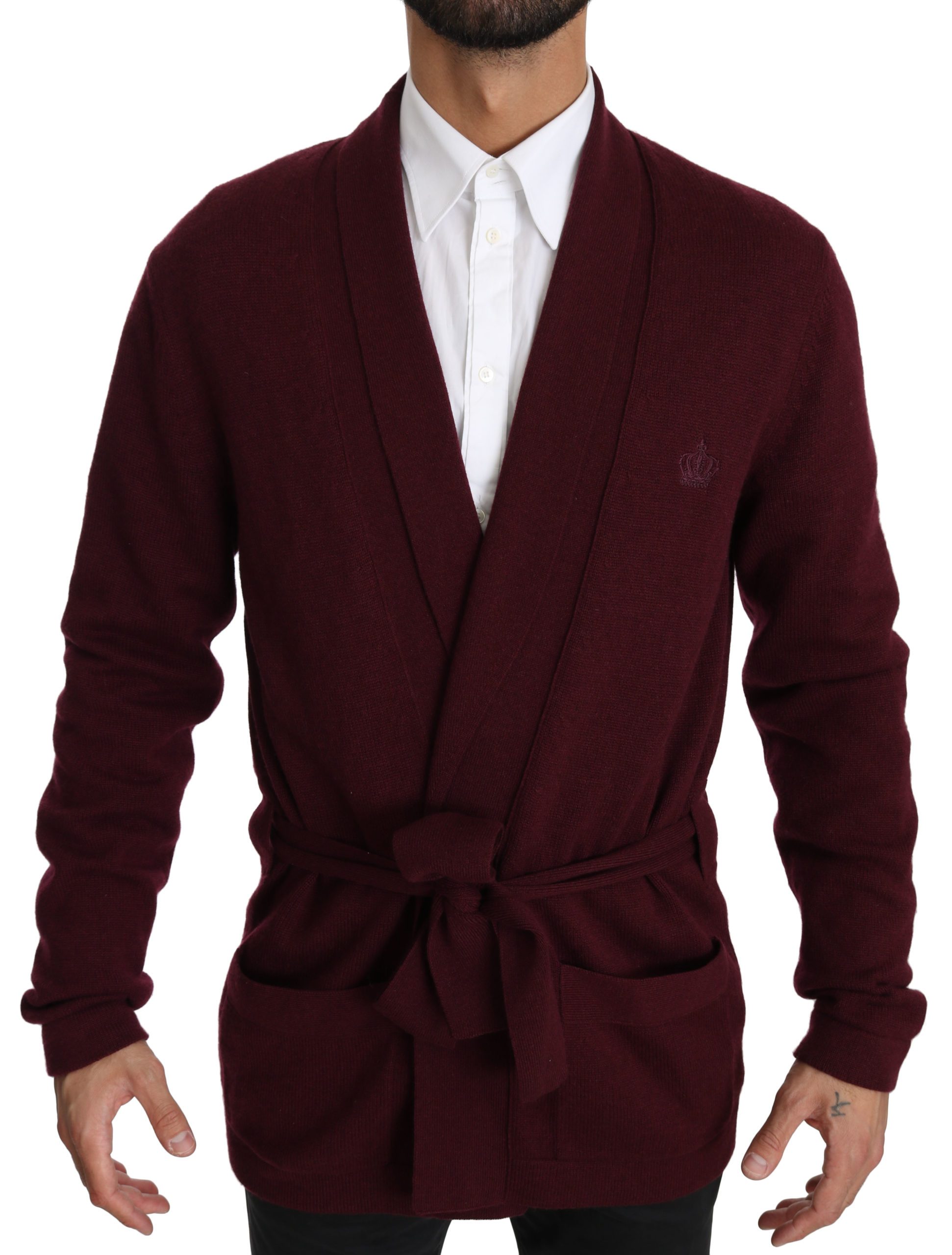 Dolce & Gabbana Men's Crown Logo Robe Coat Bordeaux TSH4034 - IT48 | M