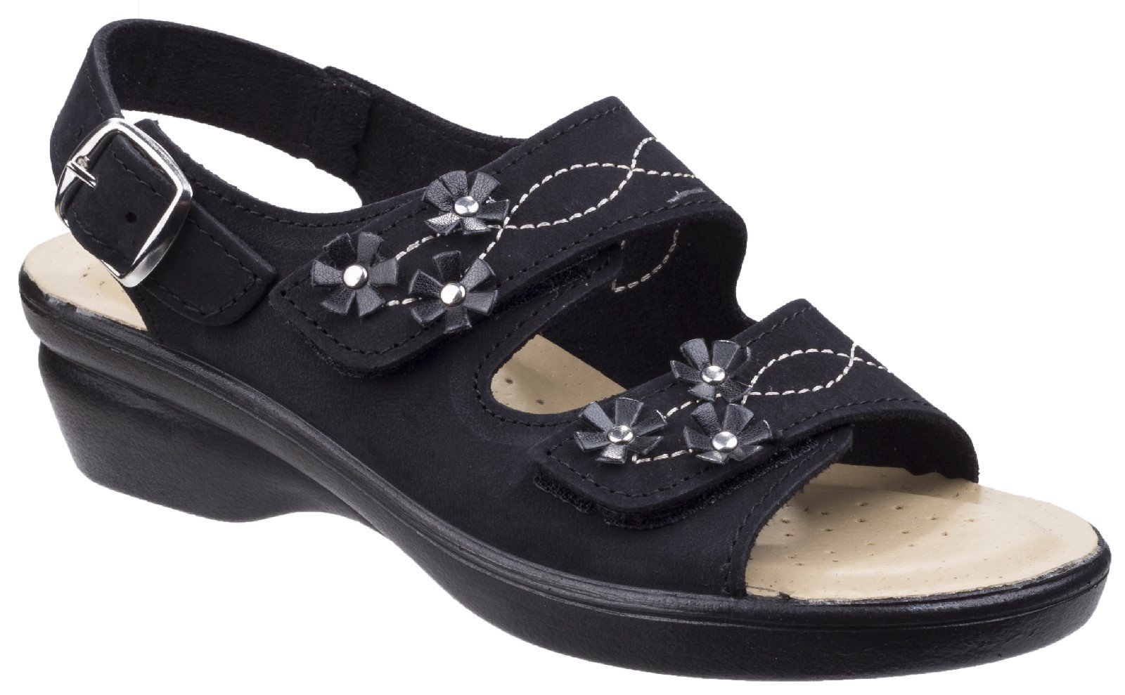 Fleet & Foster Women's Amaretto Touch Fastening Sandal Various Colours 26298 - Black 3