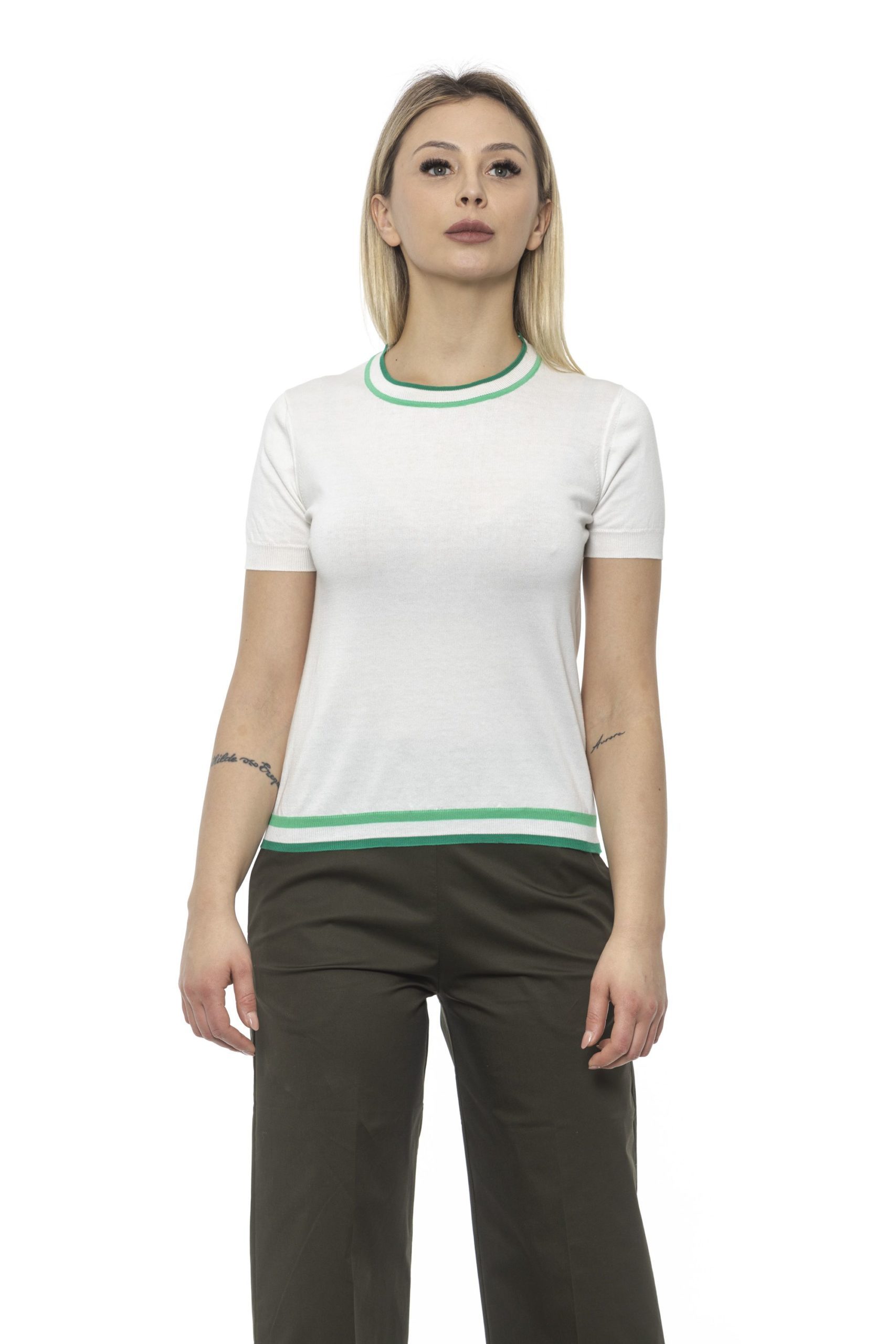 Alpha Studio Women's E C R U' G I A D A T-Shirt White AL1394934 - IT40 | XS