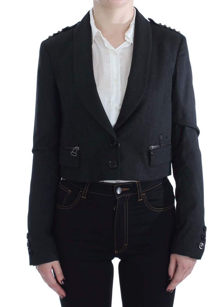Exte Women's Stretch Studded Short Jacket Gray SIG30911 - IT42|M