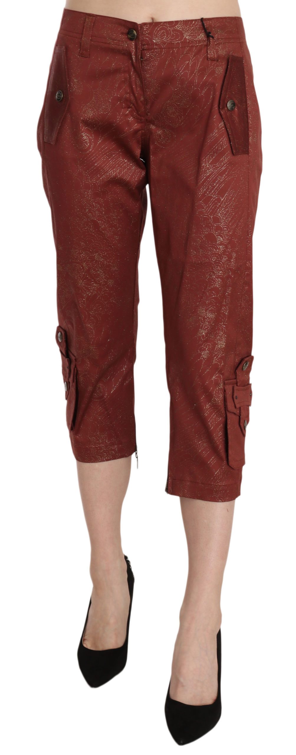 Just Cavalli Women's Cotton Capri Trouser Bordeaux PAN70293 - IT46|XL