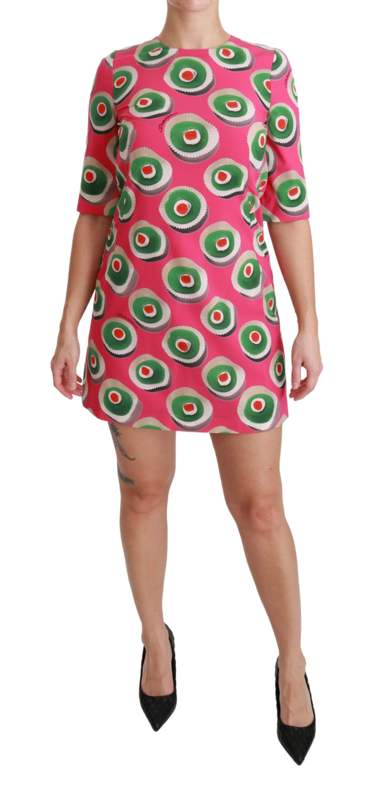 Dolce & Gabbana Women's Silk Cup Cake Shift Stretch Dress Pink DR2517 - IT36 | XS