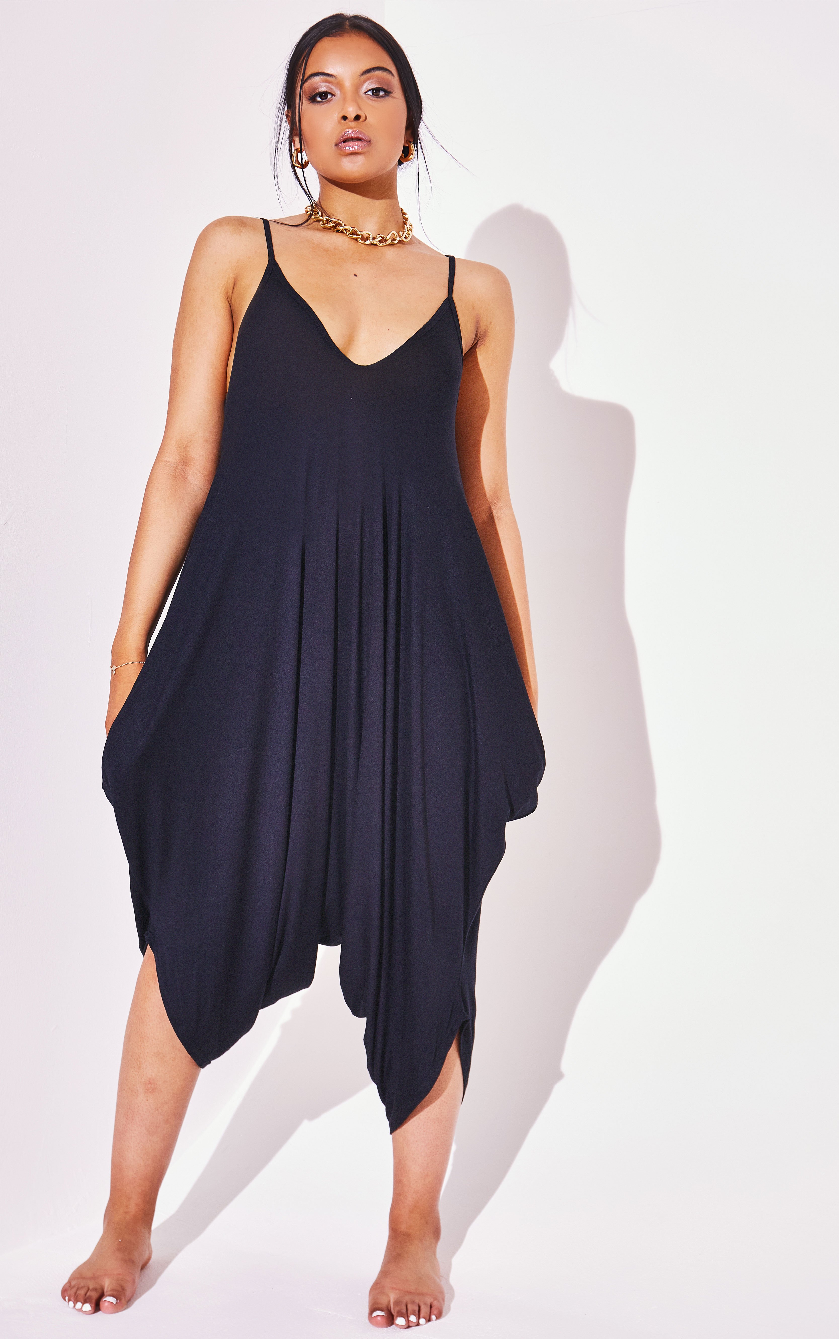 Romper Harem Jumpsuit - Black / One Size (8-12)