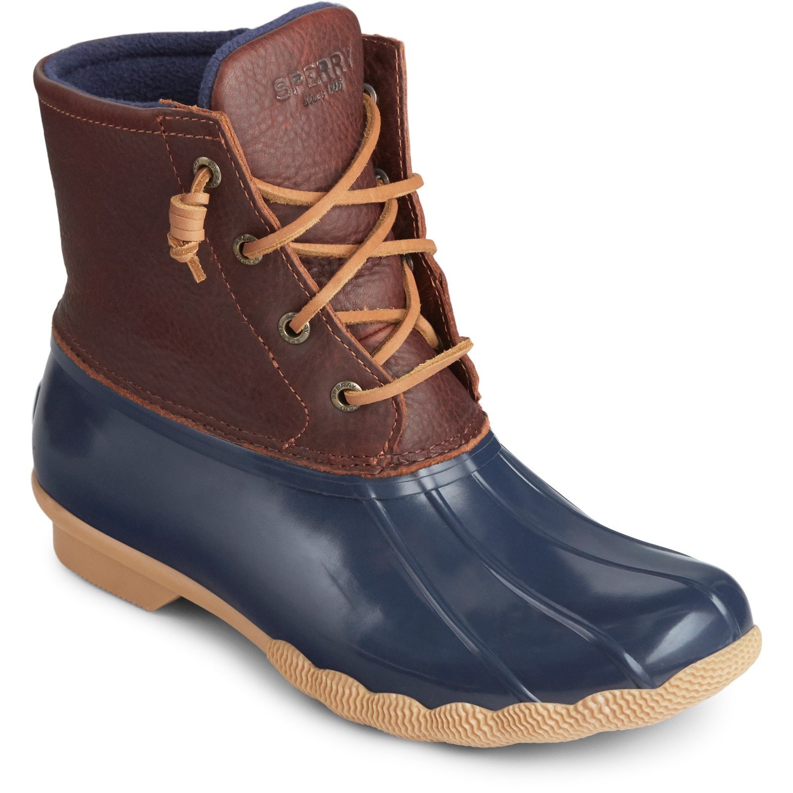 Sperry Women's Saltwater Duck Weather Boot Muticolor 32237 - Tan/Navy 6