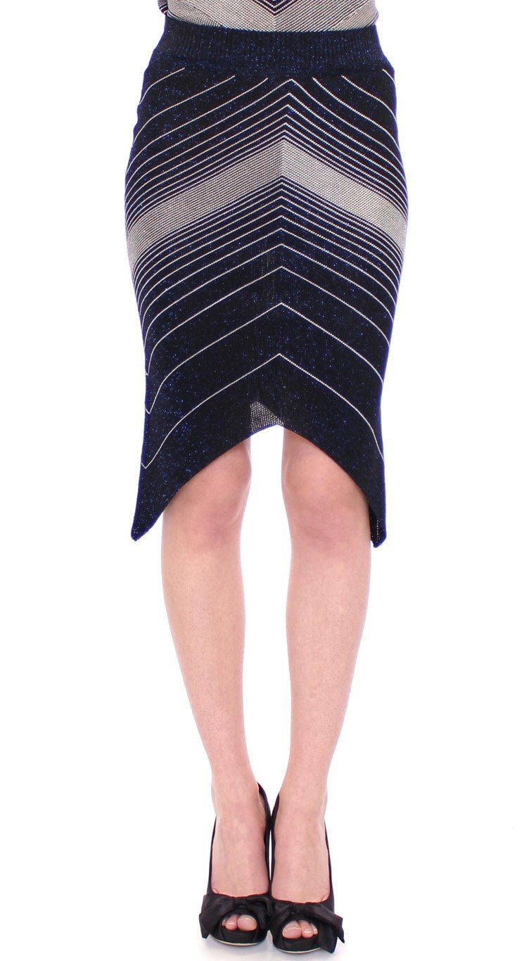 Alice Palmer Women's Knitted Chevron Striped Assymetrical Skirt Multicolor MOM10057 - IT40|S