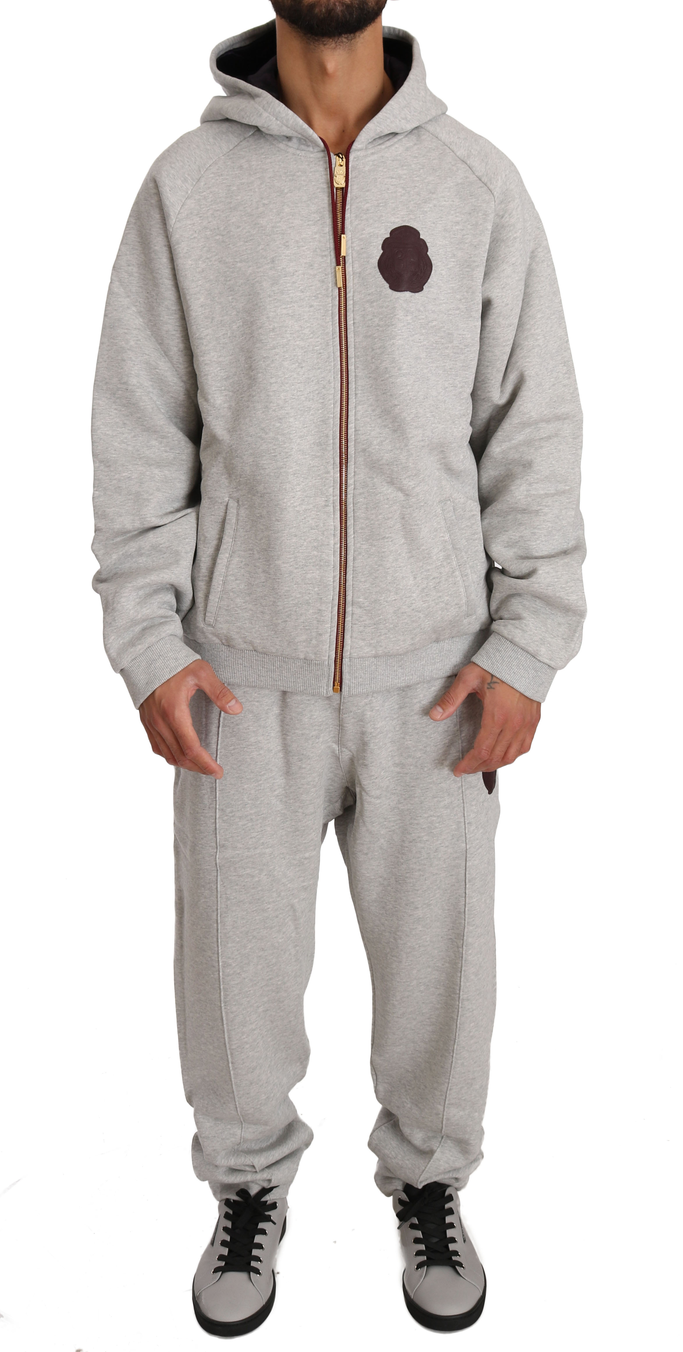 Billionaire Italian Couture Men's Hoodie Tracksuit Grey BIL1016 - XXL