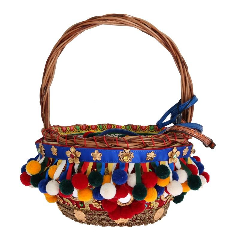Dolce & Gabbana Women's AGNESE Straw Crystal Tote Bag Multicolor VAS1259