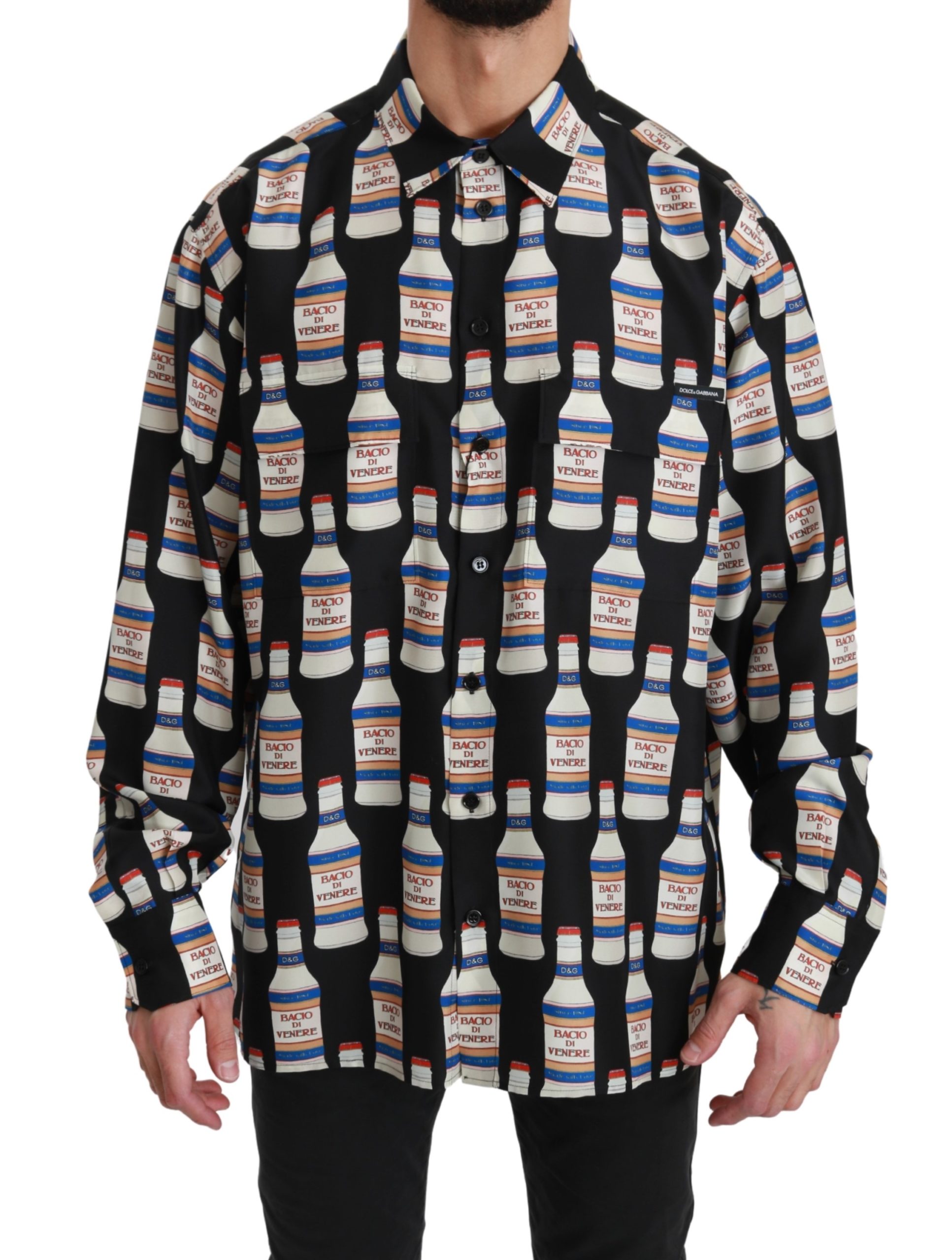 Dolce & Gabbana Men's Silk Casual Shirt Black TSH4485 - IT43 | XL