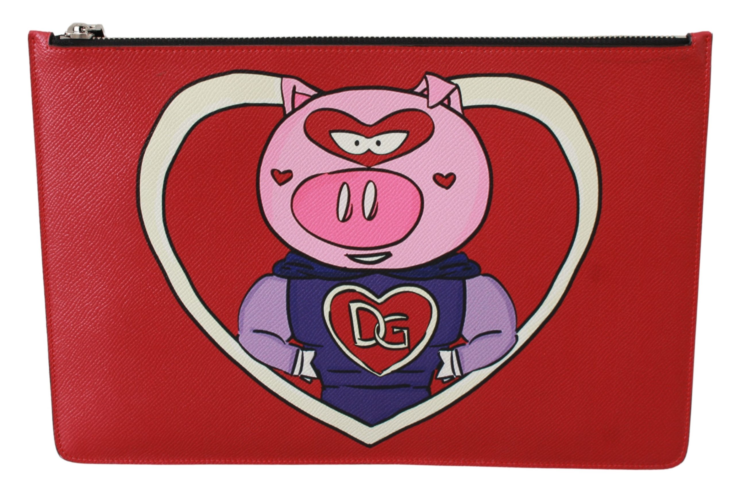 Dolce & Gabbana Men's Year of the Pig Leather Documents Messenger Bag Red VAS9489